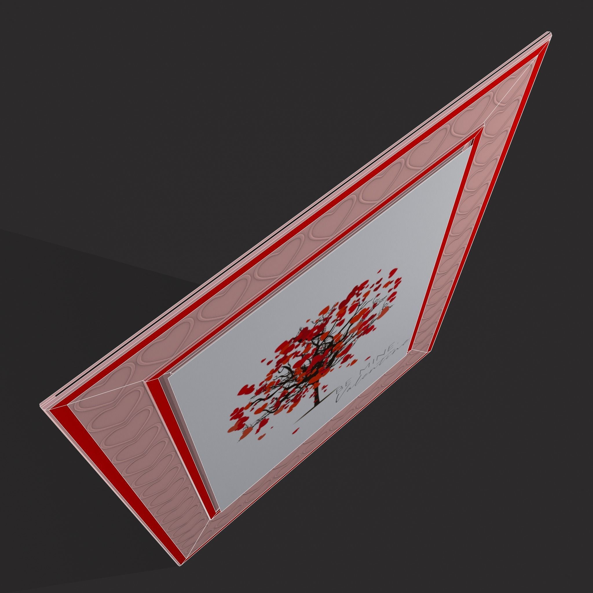 Valentines Heart Tree Card Low-poly 3D model_16