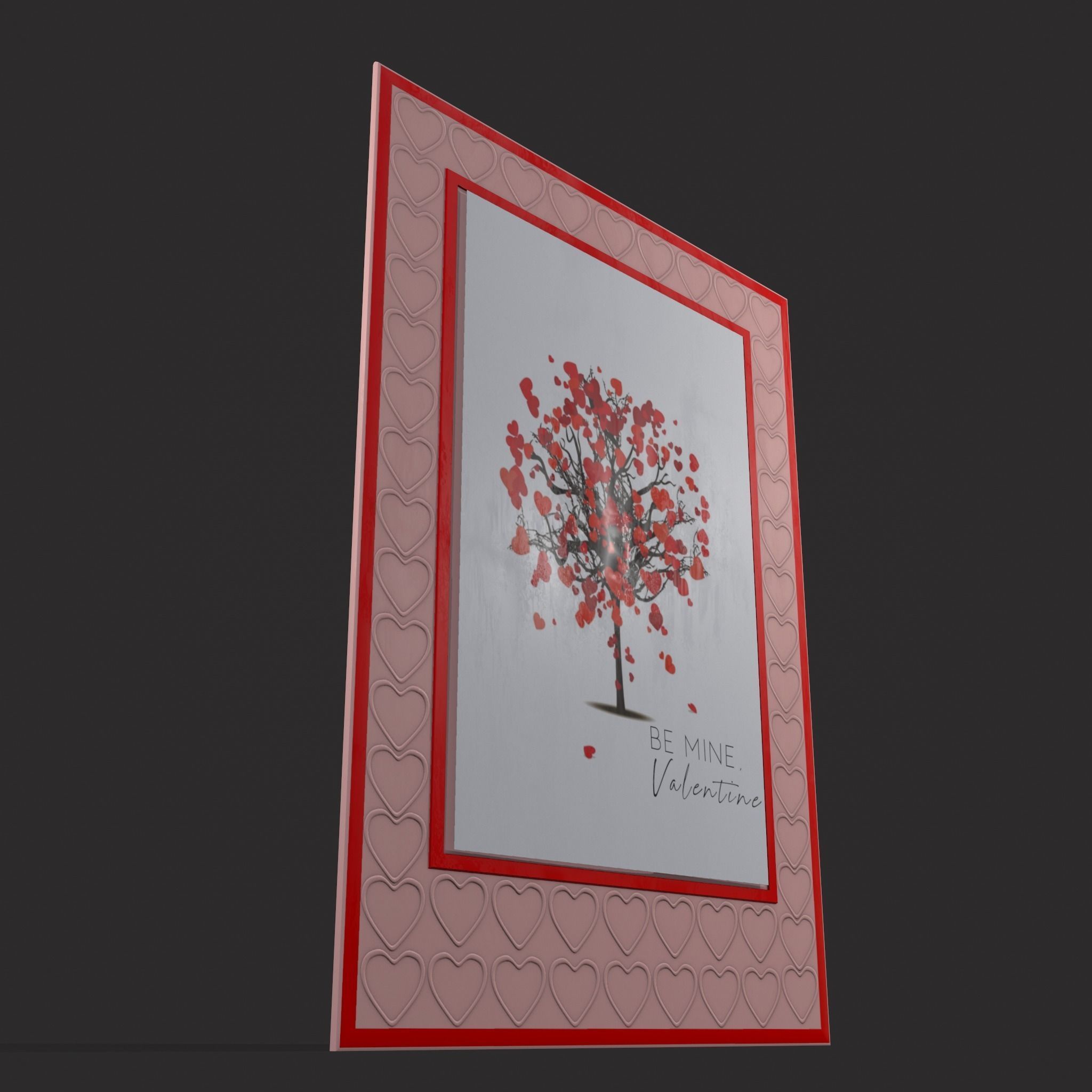 Valentines Heart Tree Card Low-poly 3D model_9