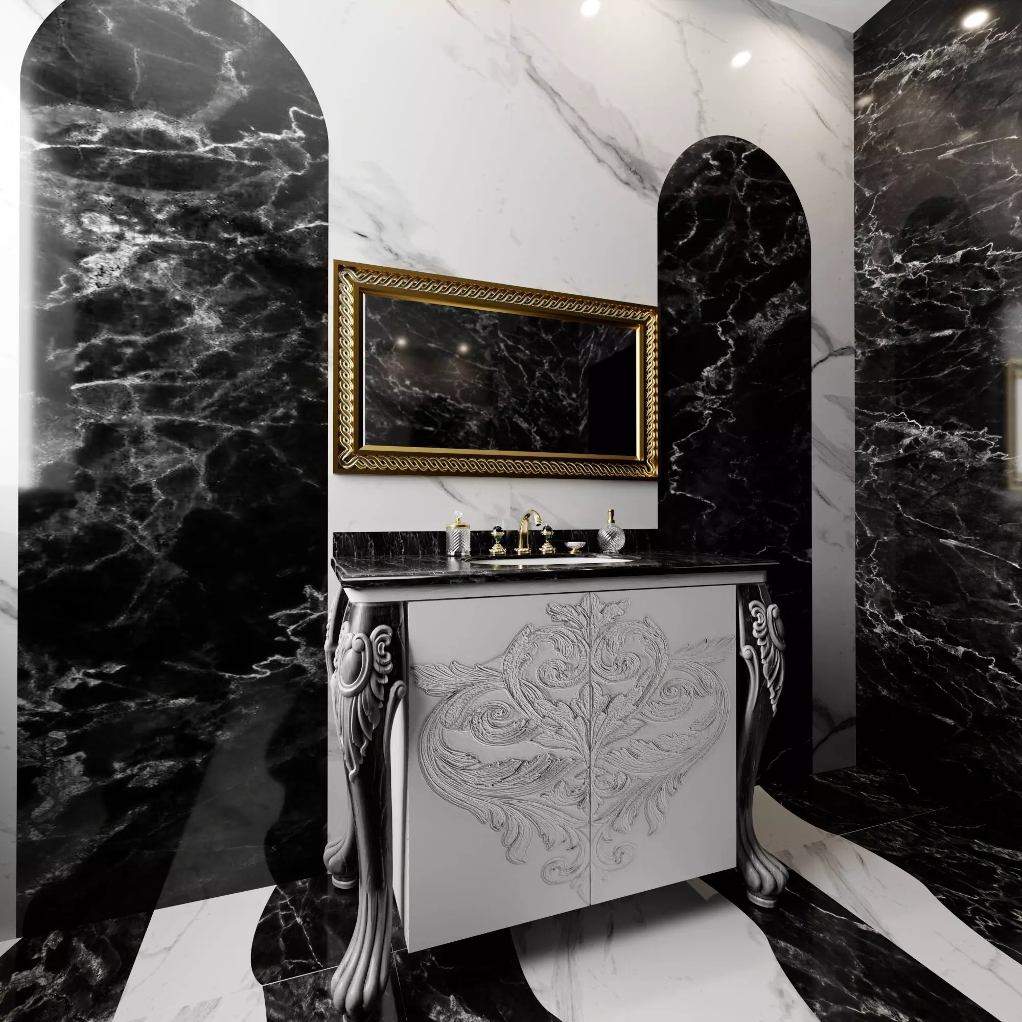 Neo classic bathroom - interior design room set 3D model
