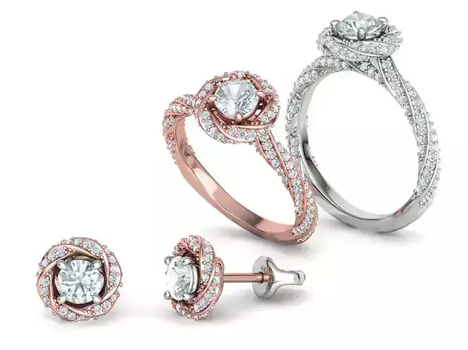 Jewelry Set Half Carat Stones with discount  3D Model Collection