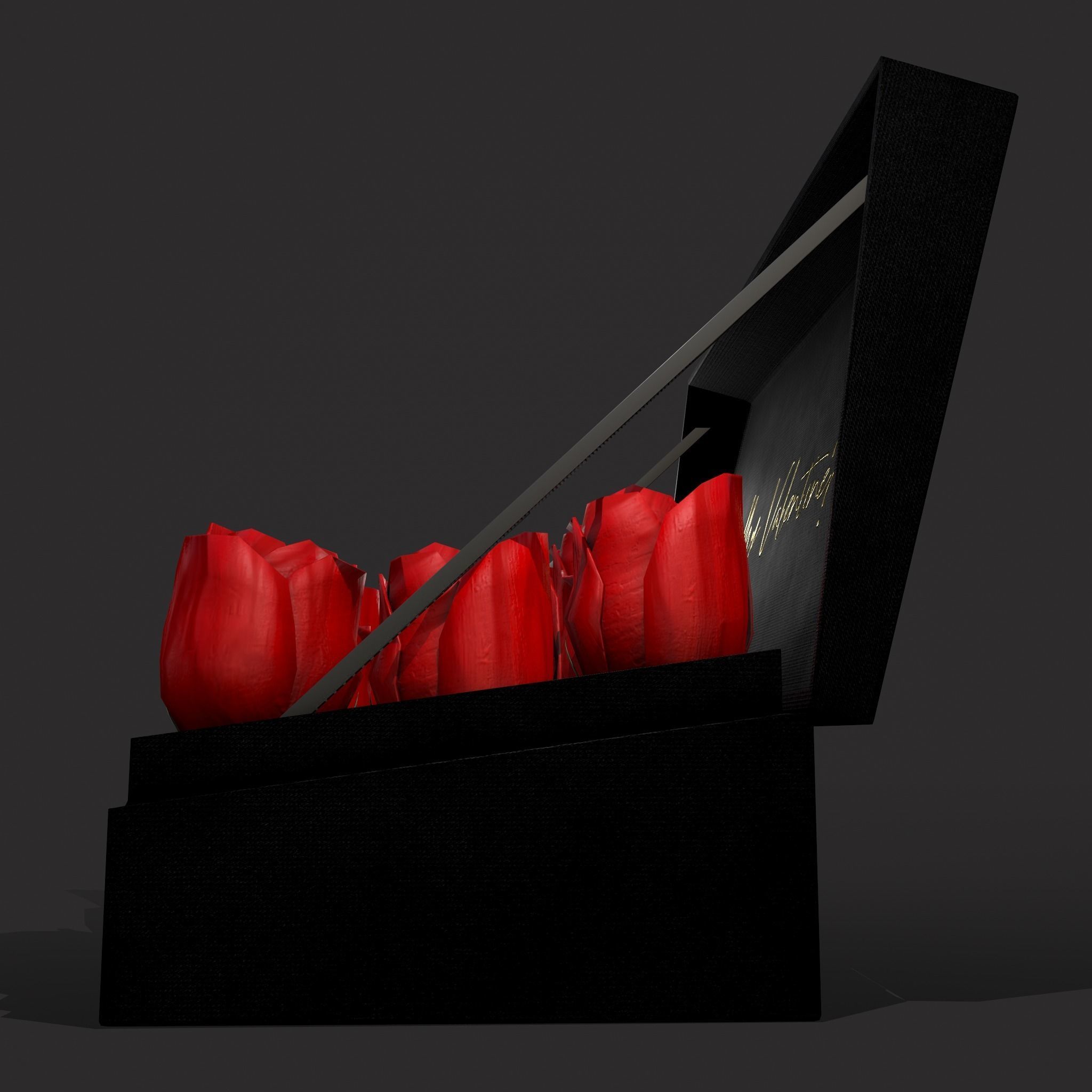 Box of Roses Low-poly 3D model_7