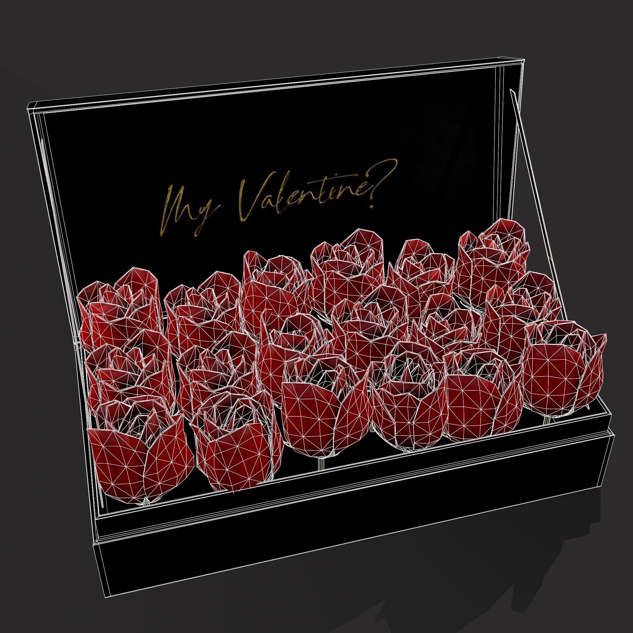 Box of Roses Low-poly 3D model_2