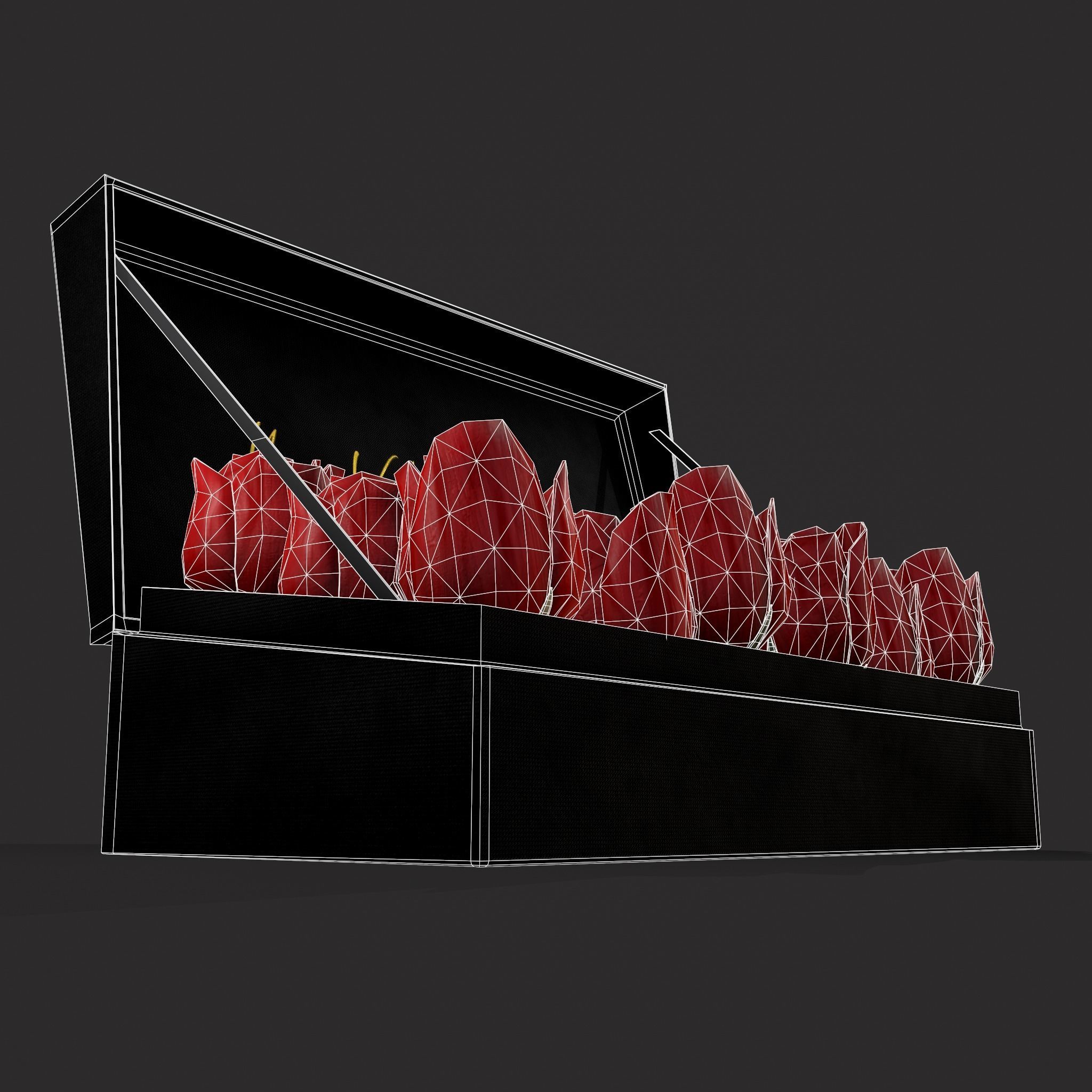 Box of Roses Low-poly 3D model_20
