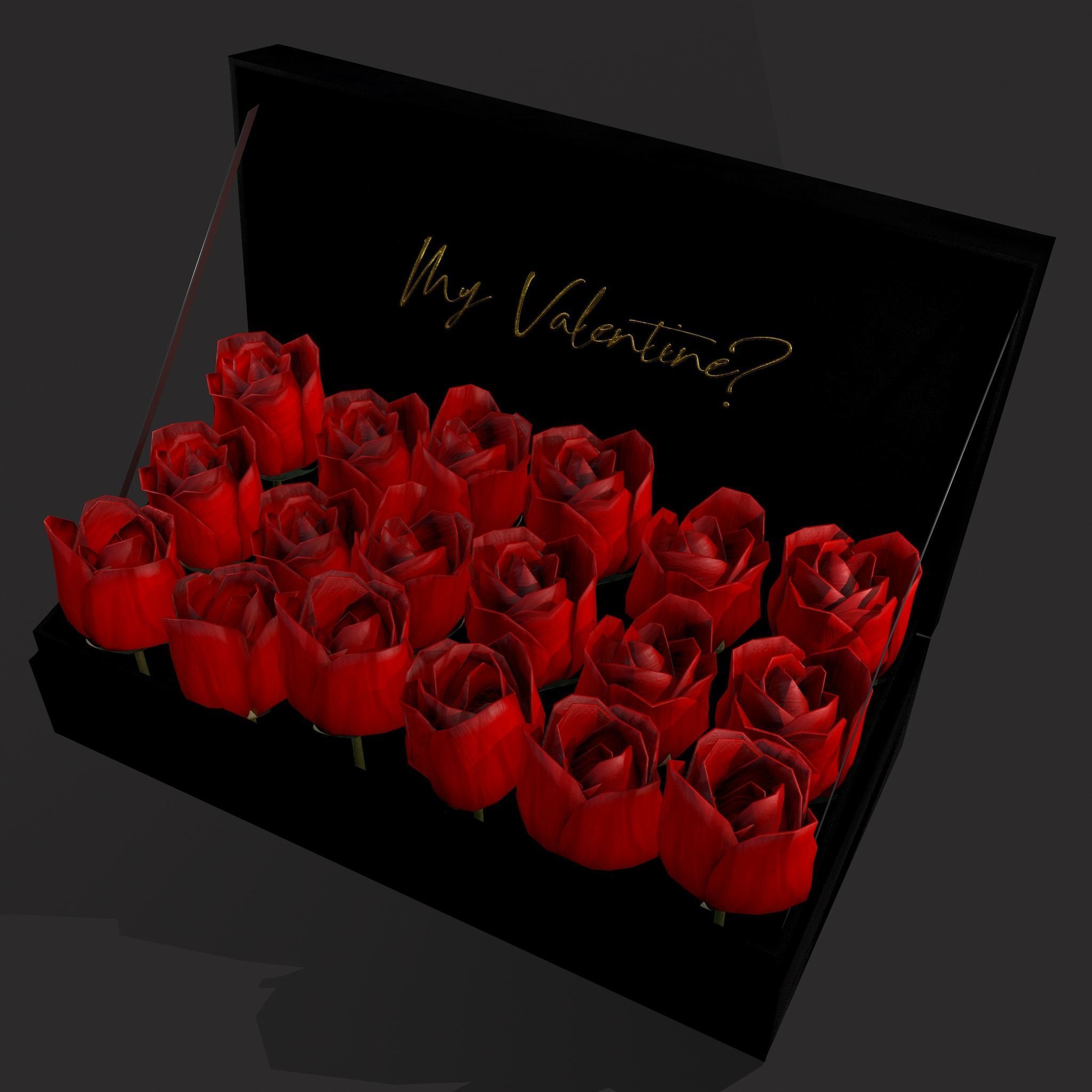 Box of Roses Low-poly 3D model_13