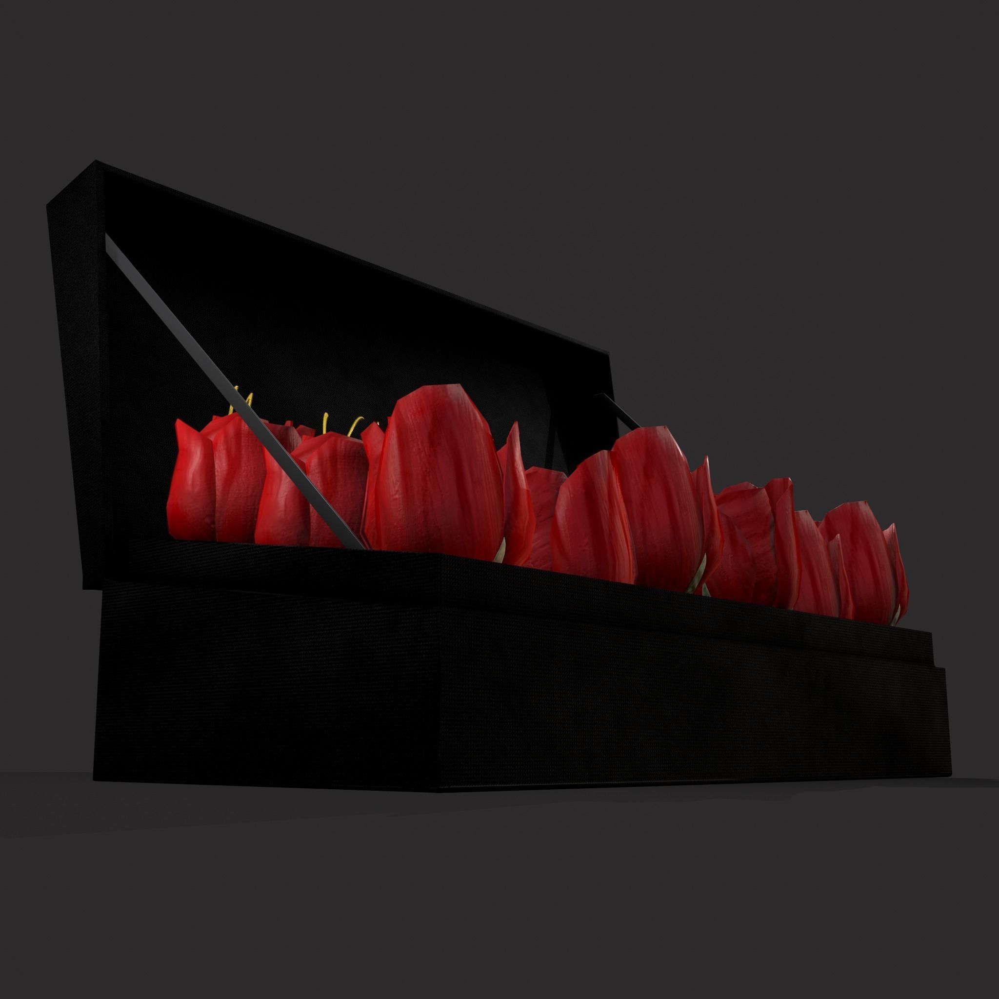Box of Roses Low-poly 3D model_19