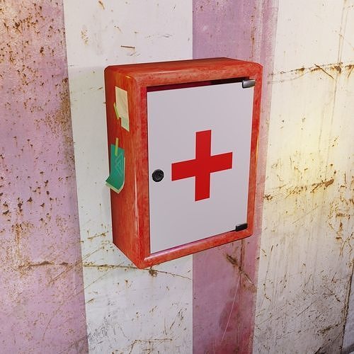 First aid kit Wall-mounted first aid kit Medical items 2 models Free low-poly 3D model
