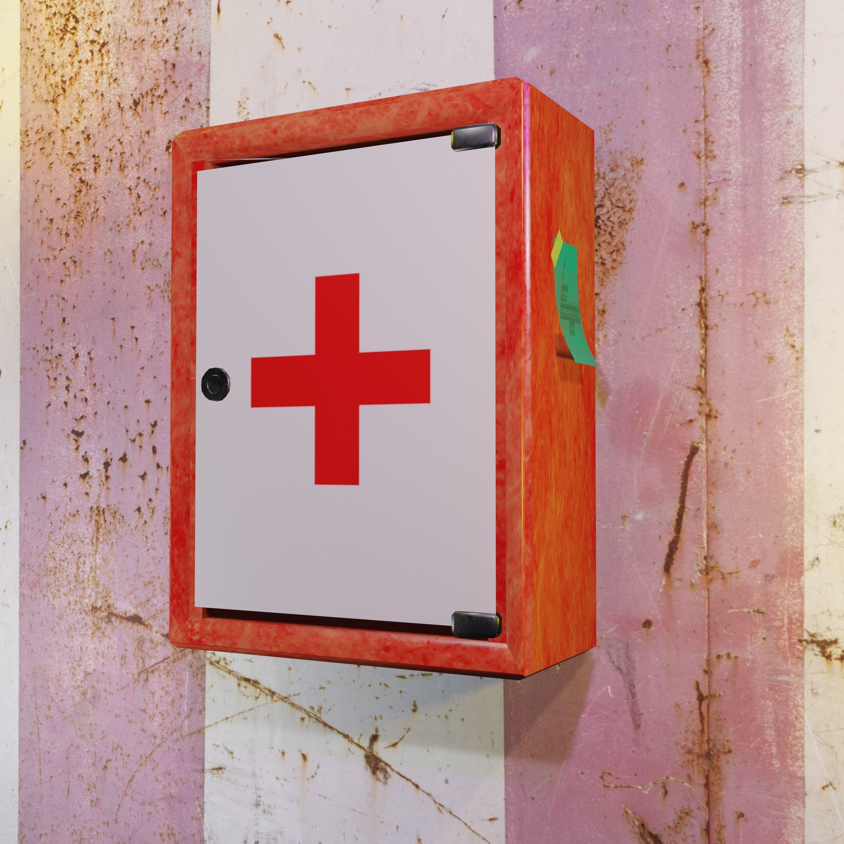 First aid kit Wall-mounted first aid kit Medical items 2 models Free low-poly 3D model_2