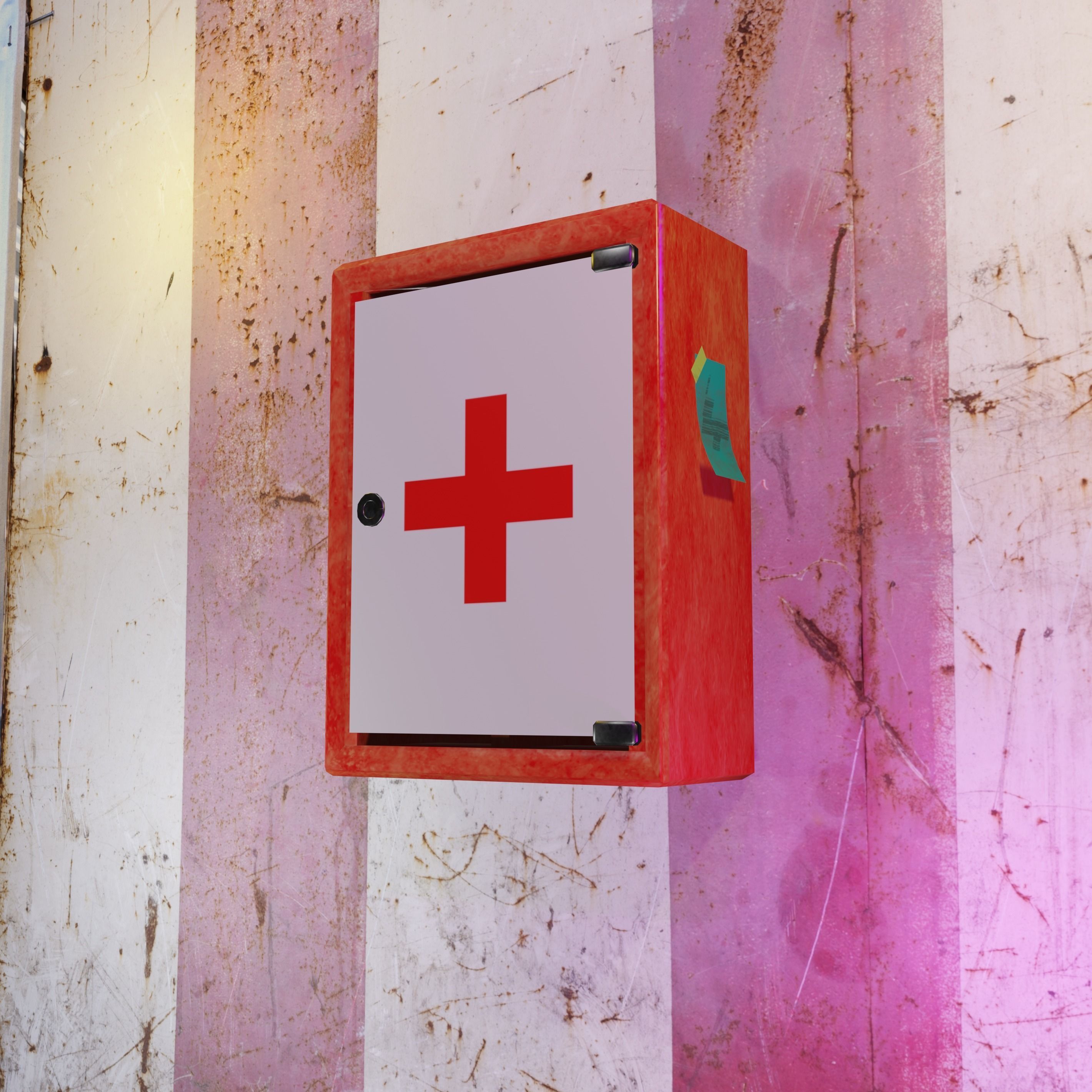 First aid kit Wall-mounted first aid kit Medical items 2 models Free low-poly 3D model_1