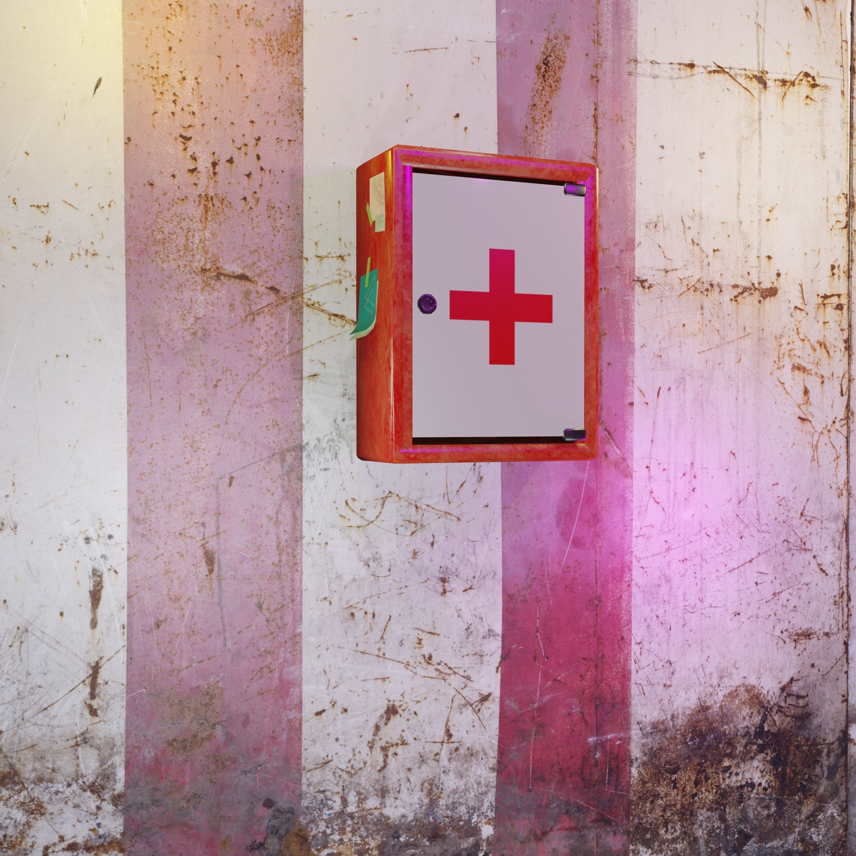 First aid kit Wall-mounted first aid kit Medical items 2 models Free low-poly 3D model_5