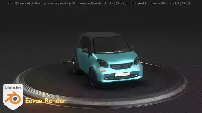 City Car 63 Small Type-E Blue Low-poly 3D model