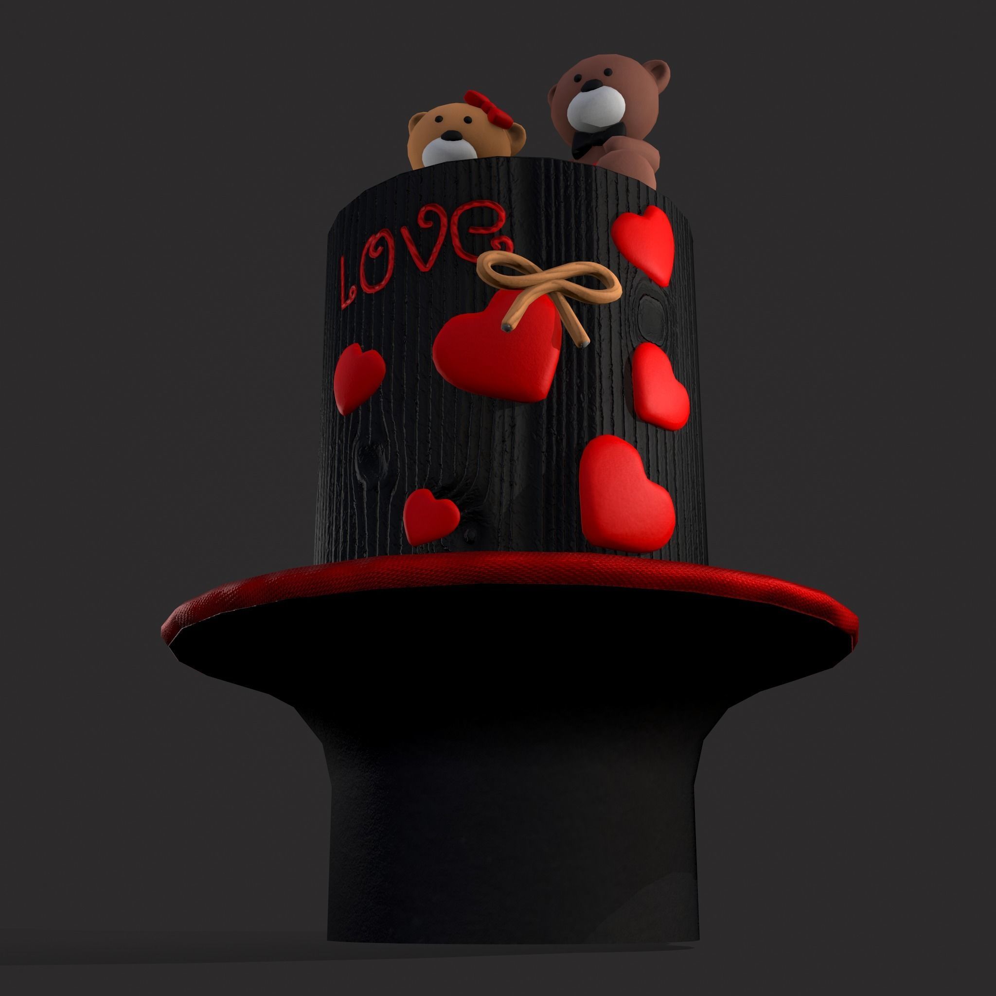 Valentines Love Bear Cake Low-poly 3D model_13