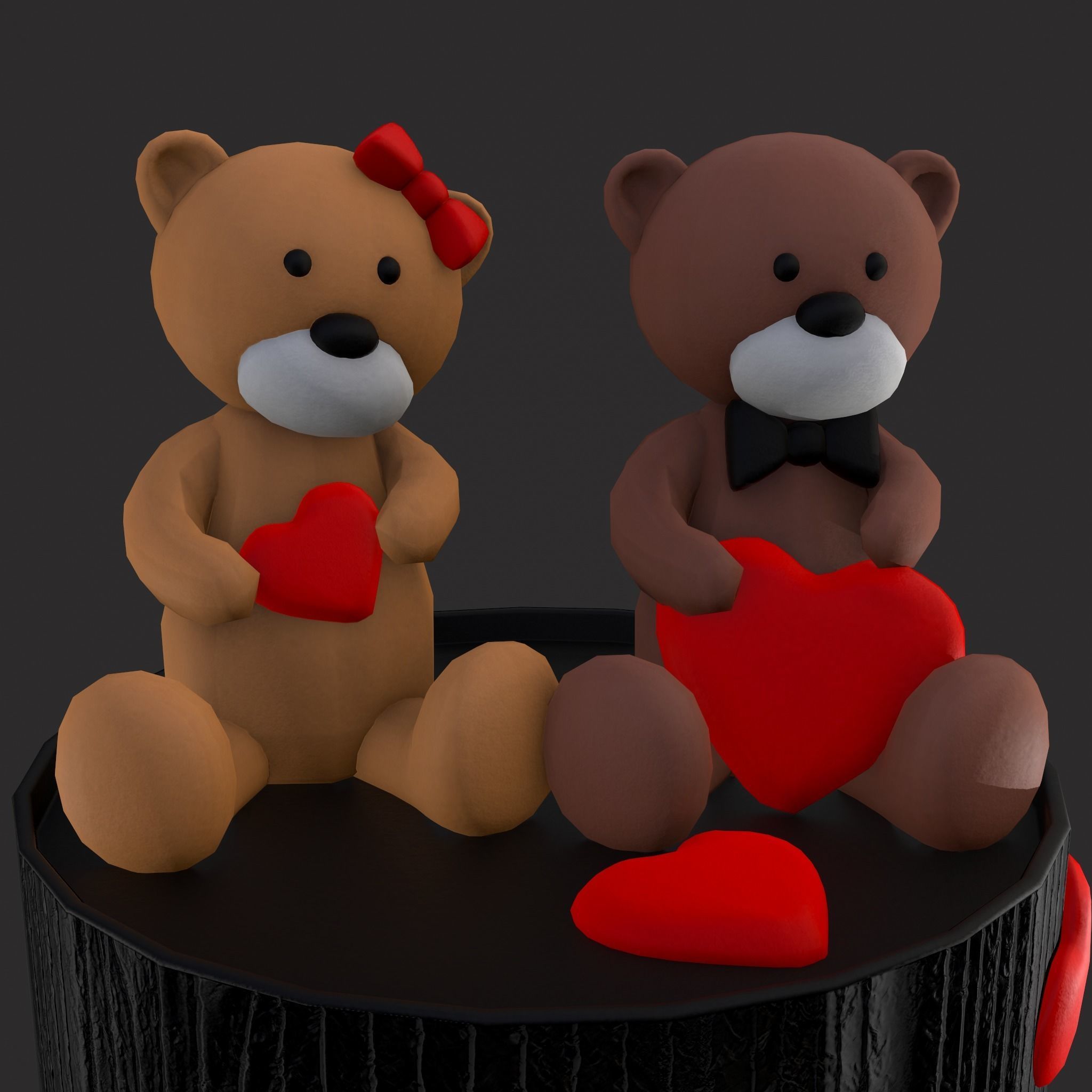 Valentines Love Bear Cake Low-poly 3D model_19