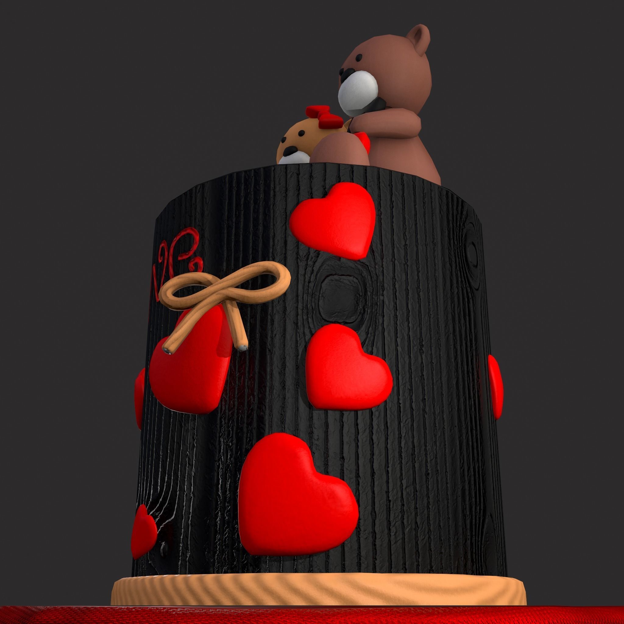 Valentines Love Bear Cake Low-poly 3D model_21