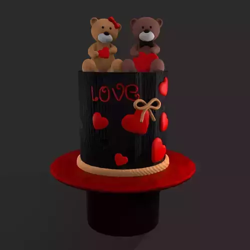 Valentines Love Bear Cake Low-poly 3D model