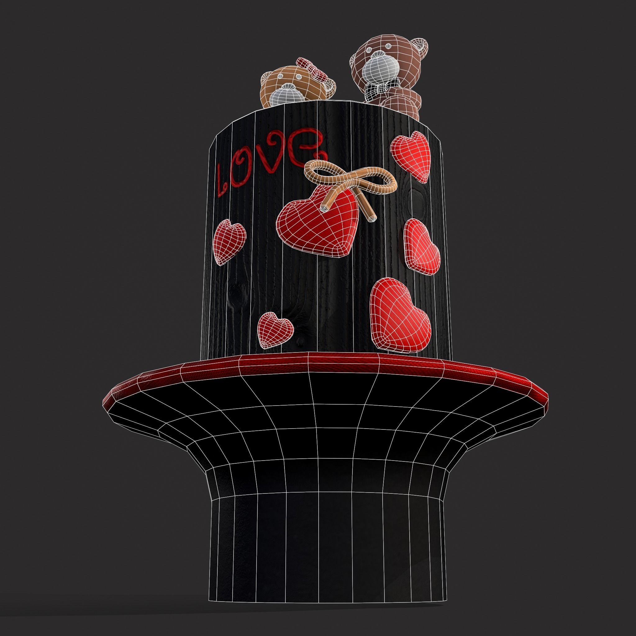 Valentines Love Bear Cake Low-poly 3D model_14