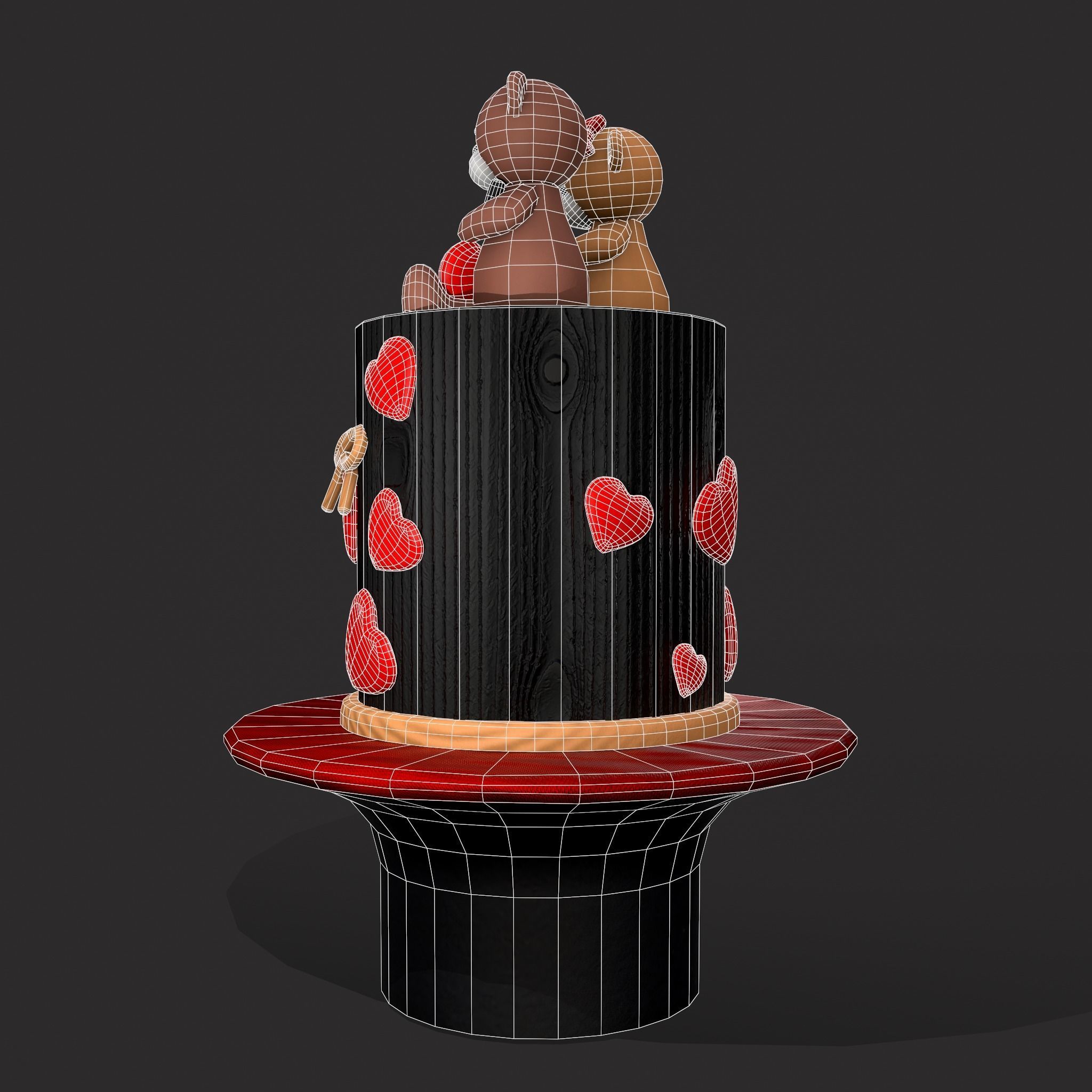 Valentines Love Bear Cake Low-poly 3D model_16