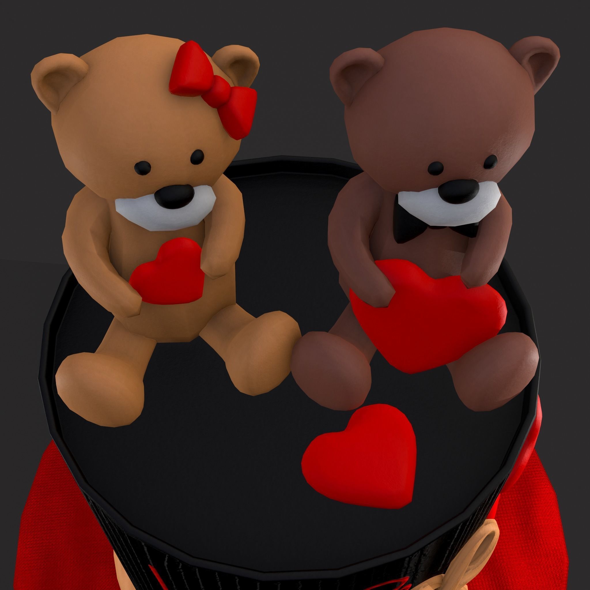 Valentines Love Bear Cake Low-poly 3D model_7