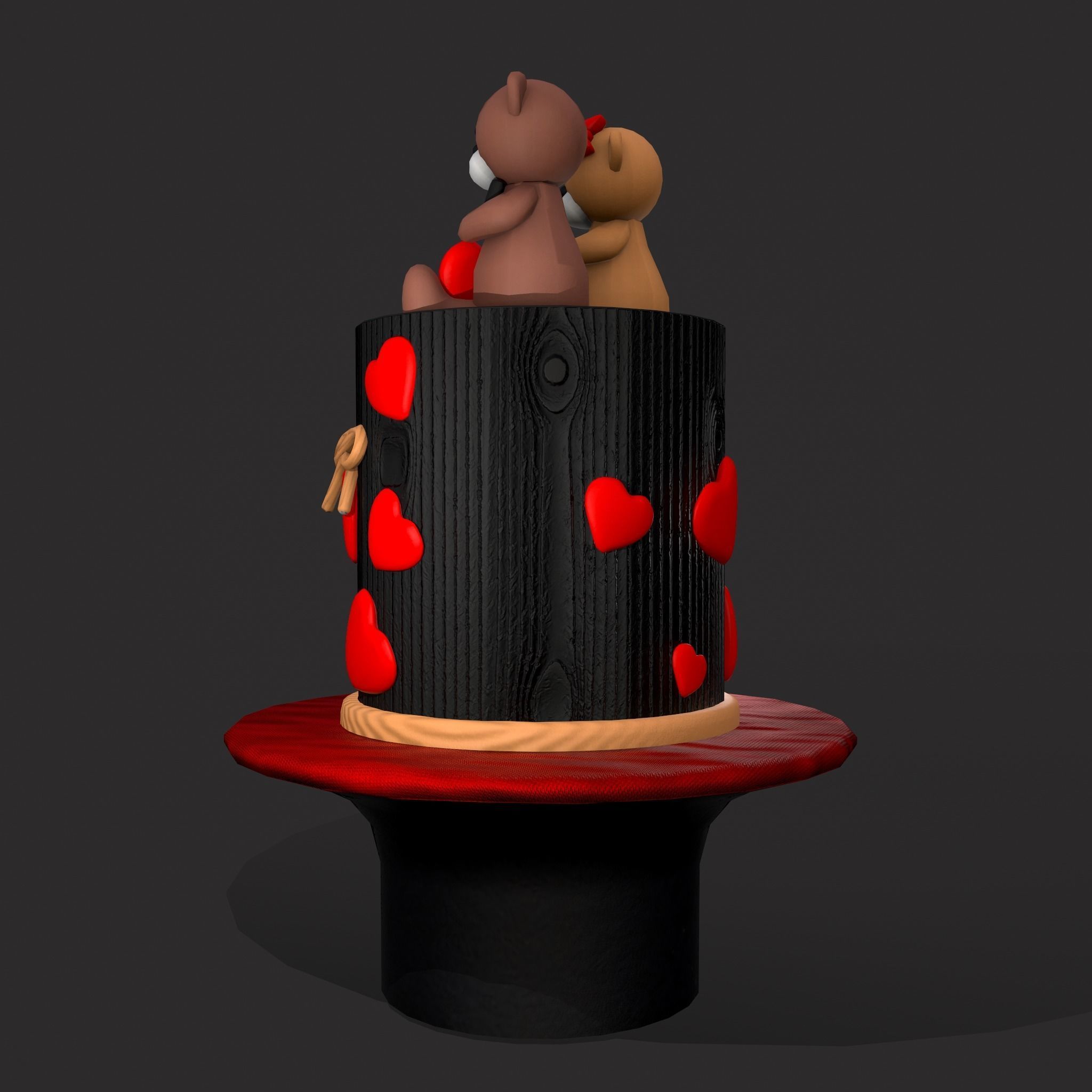 Valentines Love Bear Cake Low-poly 3D model_15