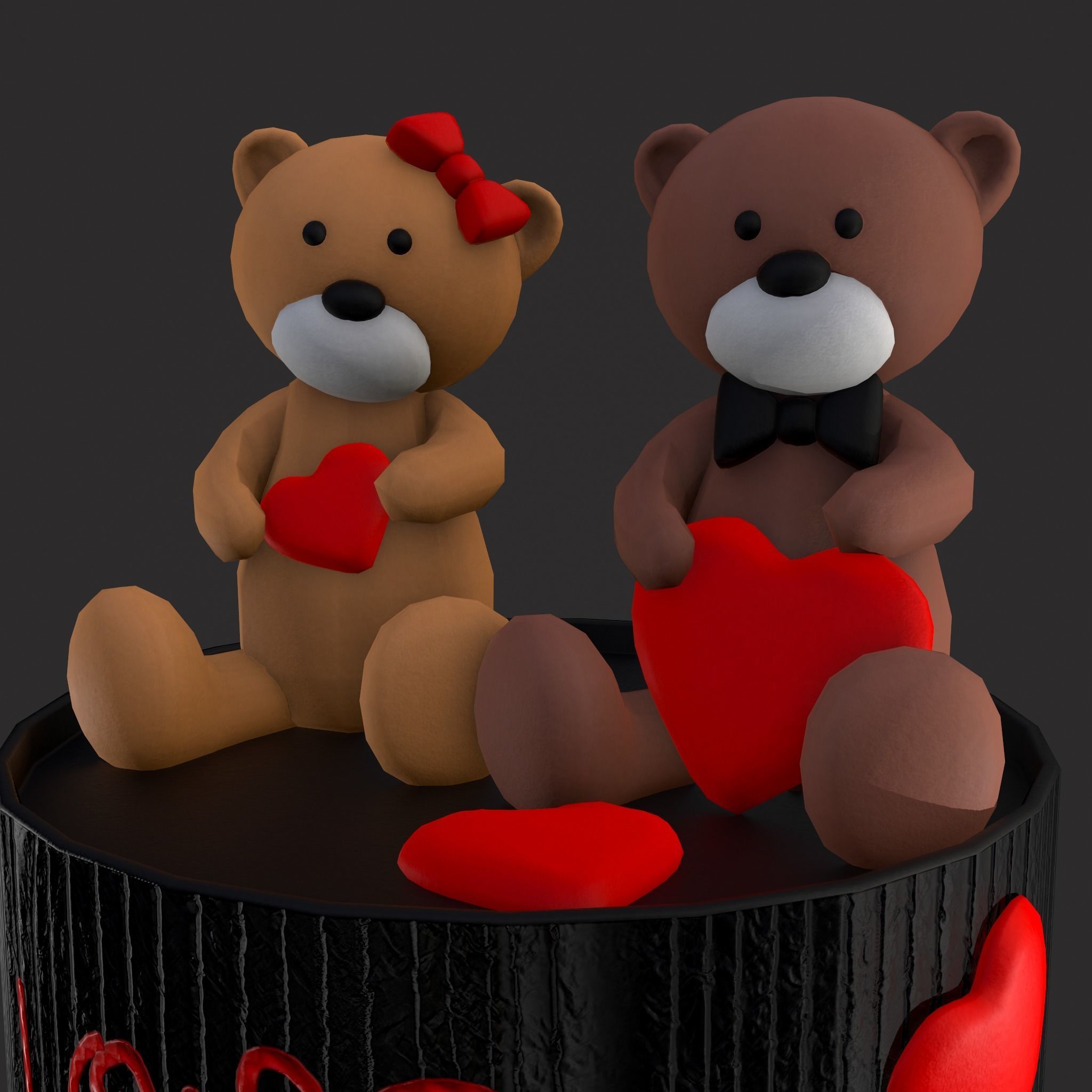 Valentines Love Bear Cake Low-poly 3D model_3