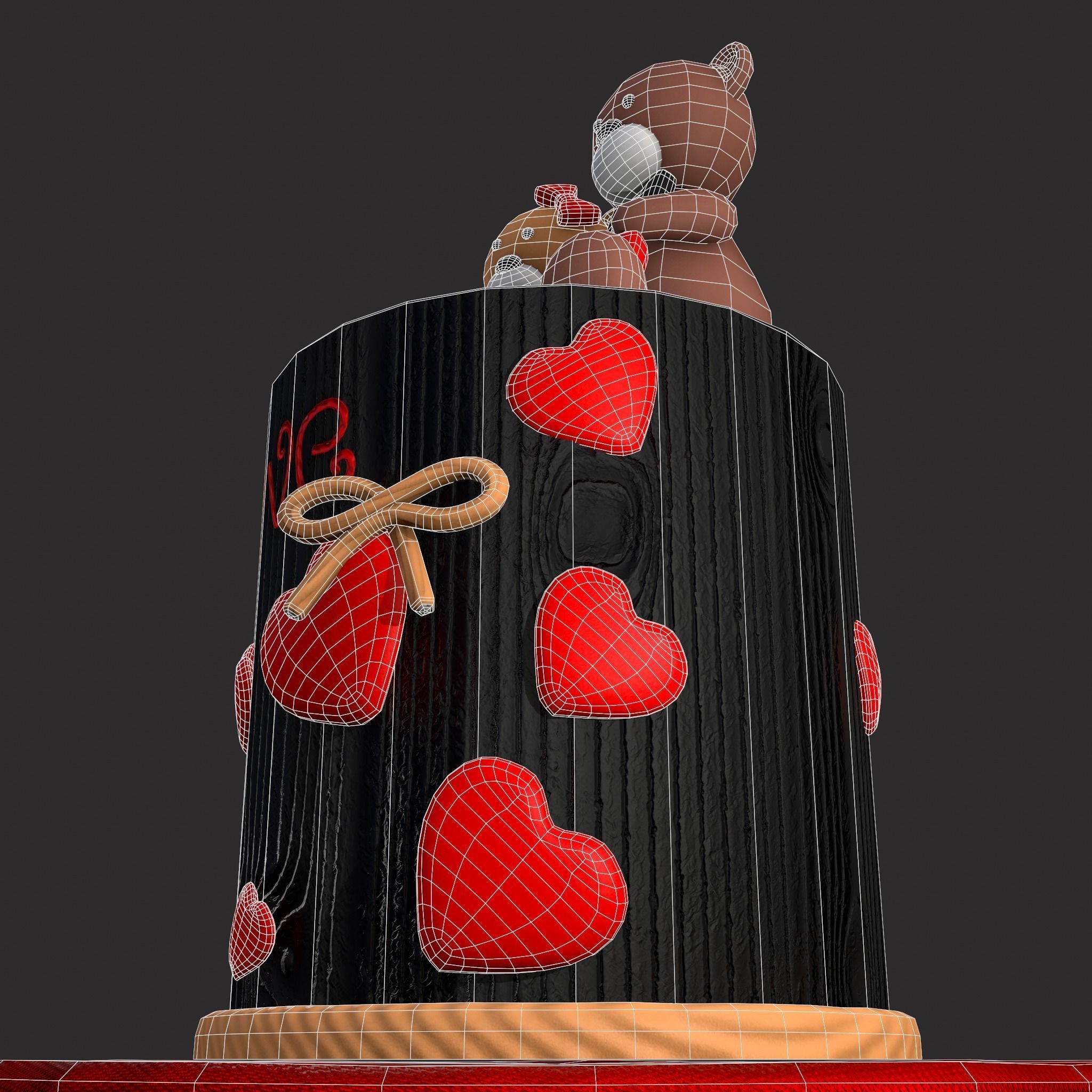 Valentines Love Bear Cake Low-poly 3D model_22