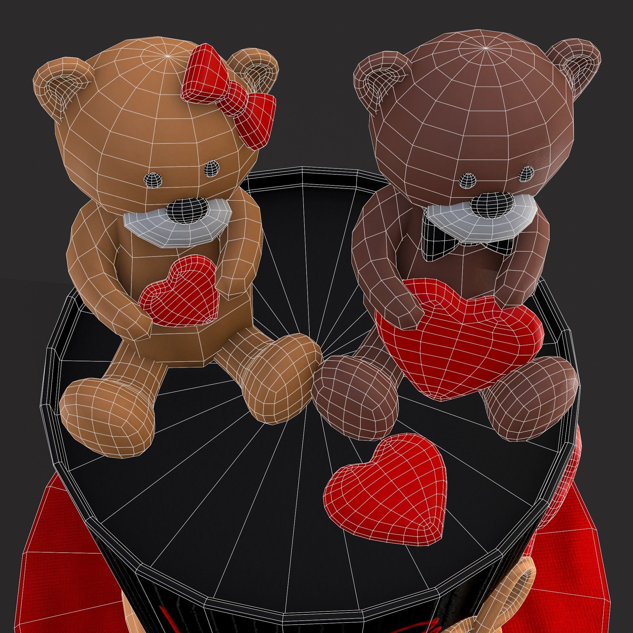 Valentines Love Bear Cake Low-poly 3D model_8