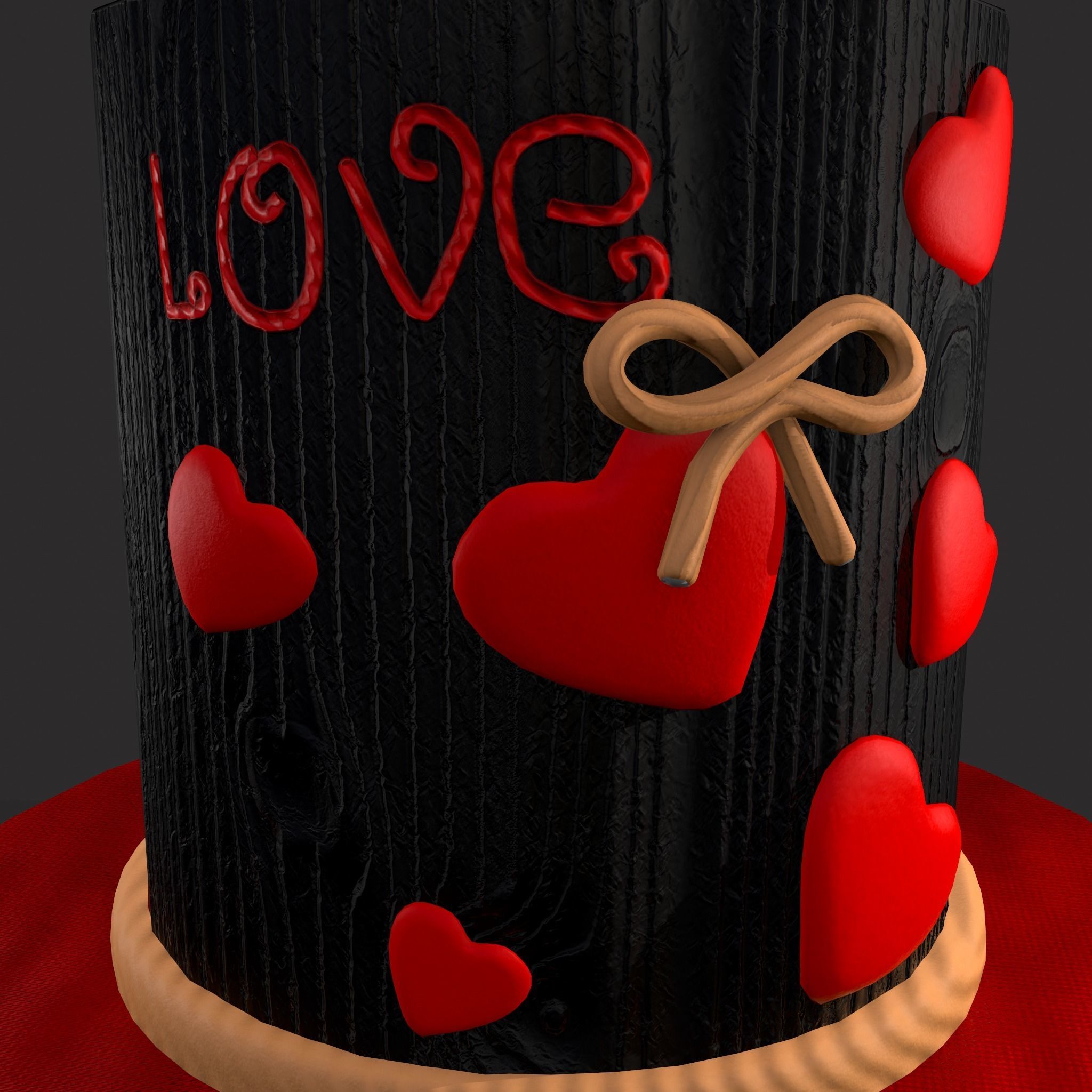 Valentines Love Bear Cake Low-poly 3D model_9