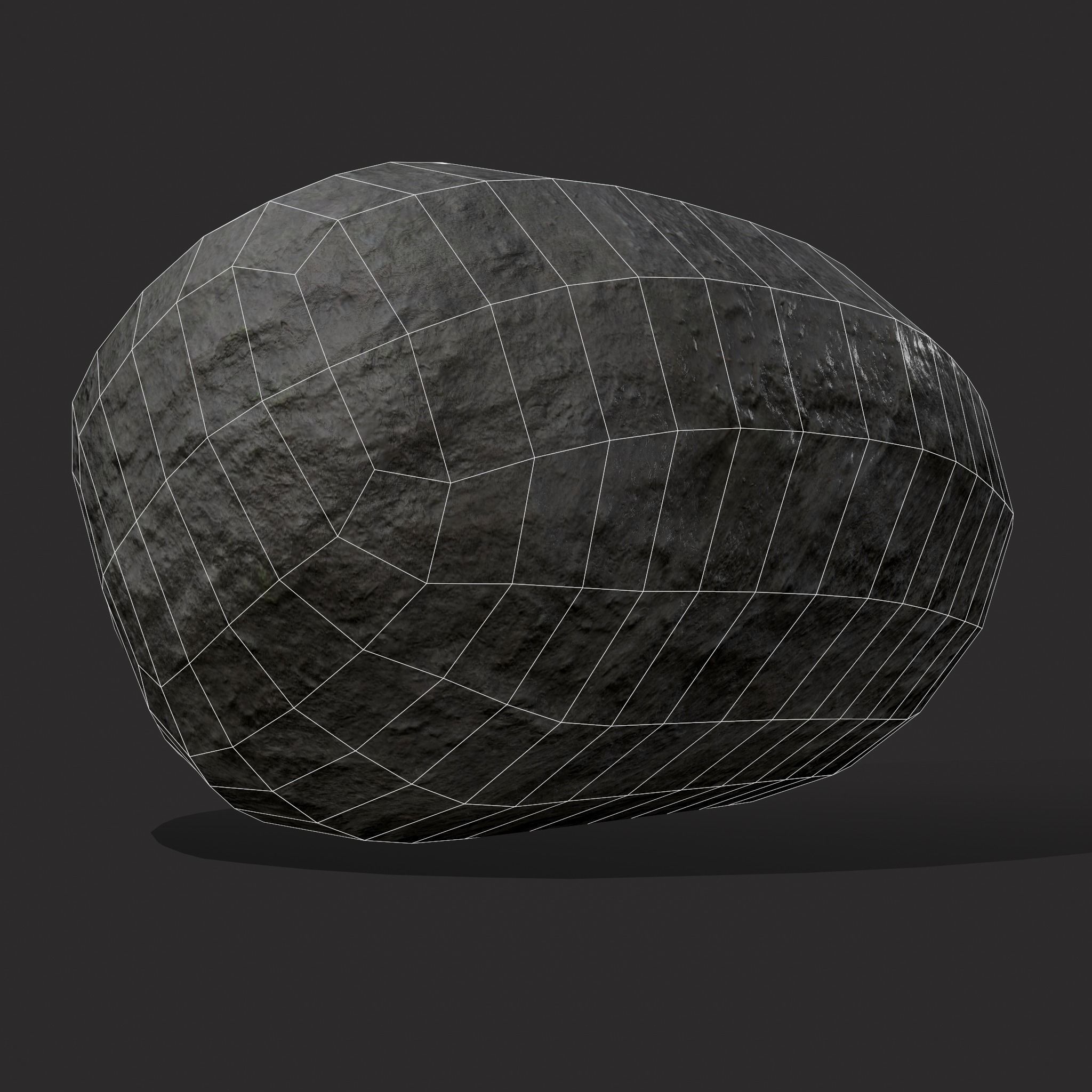 Painted Heart Rock Low-poly 3D model_6