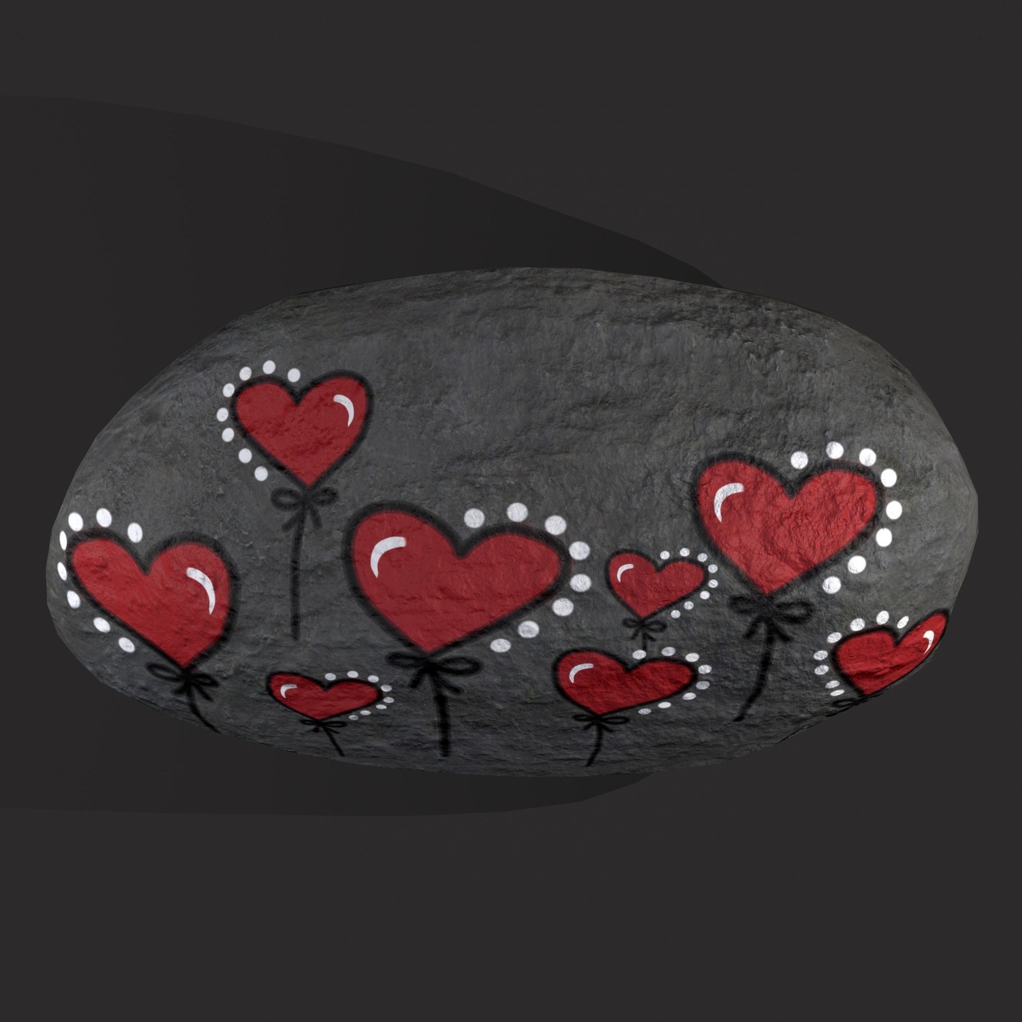 Painted Heart Rock Low-poly 3D model_19