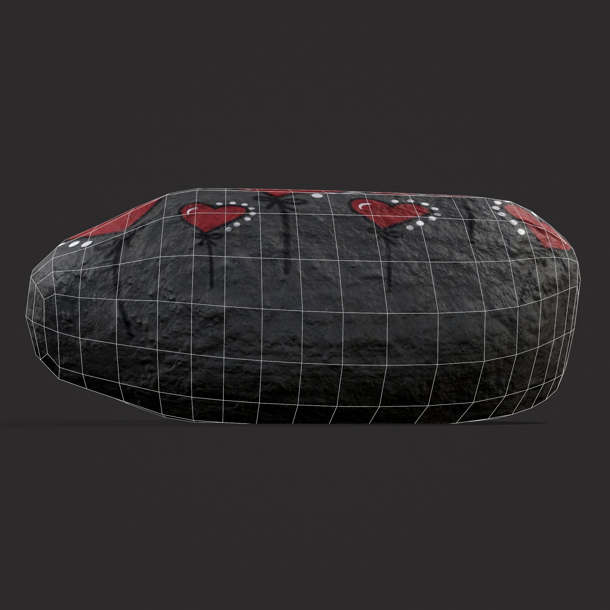 Painted Heart Rock Low-poly 3D model_18