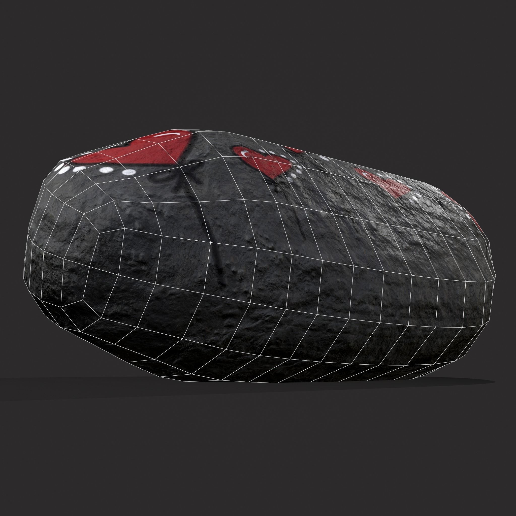 Painted Heart Rock Low-poly 3D model_16