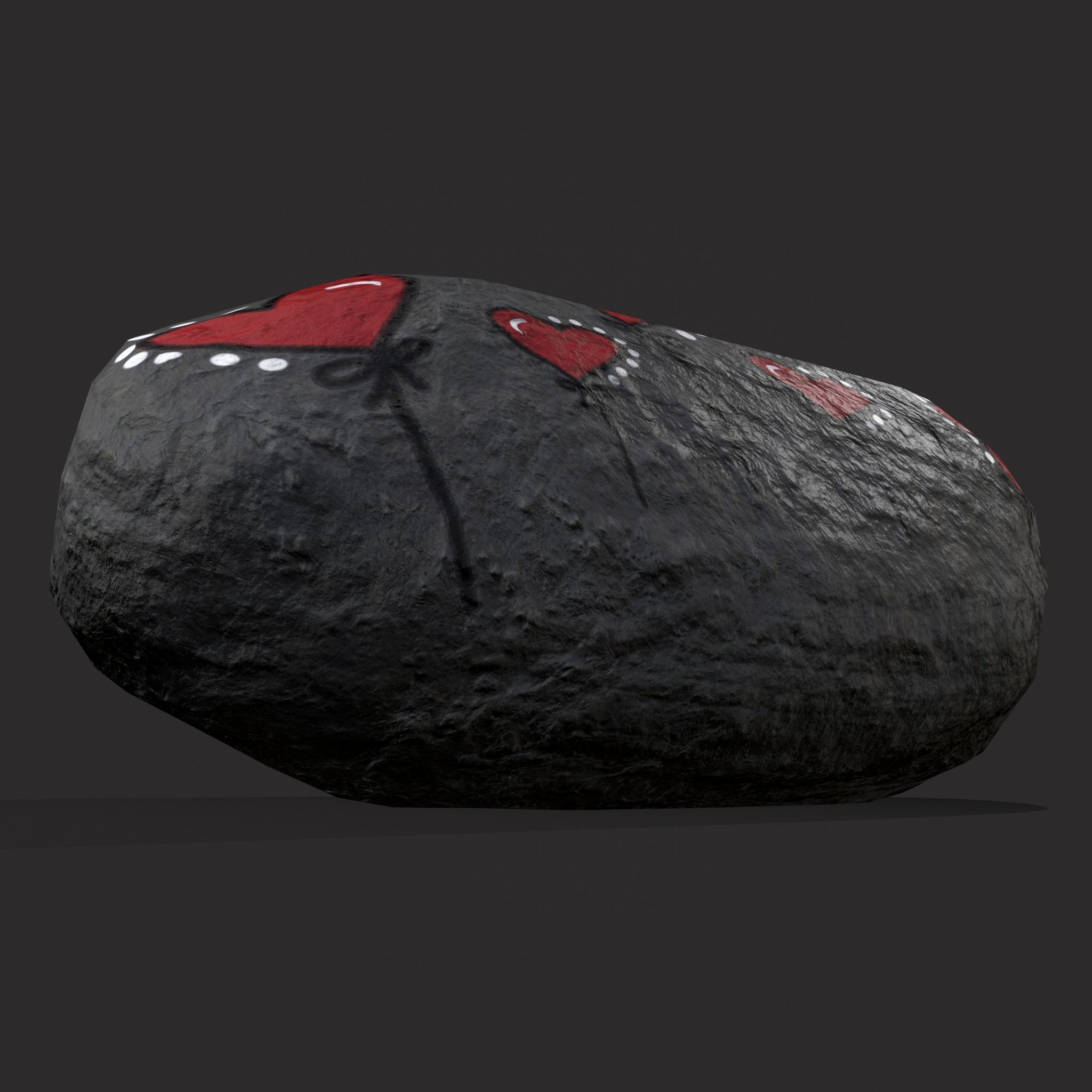 Painted Heart Rock Low-poly 3D model_15