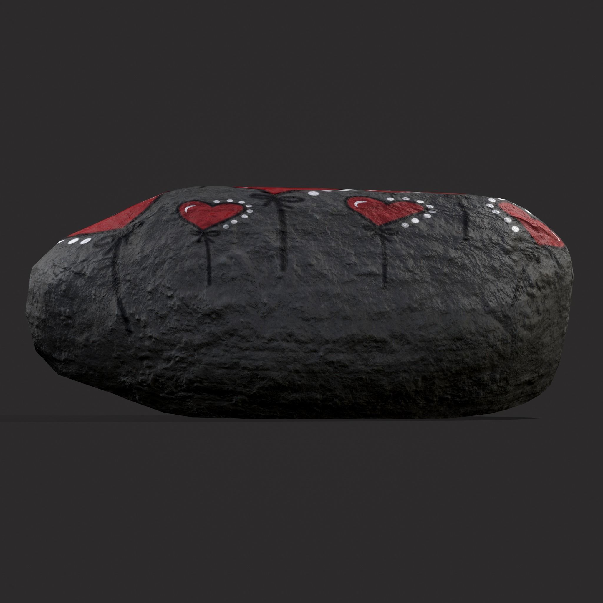 Painted Heart Rock Low-poly 3D model_17