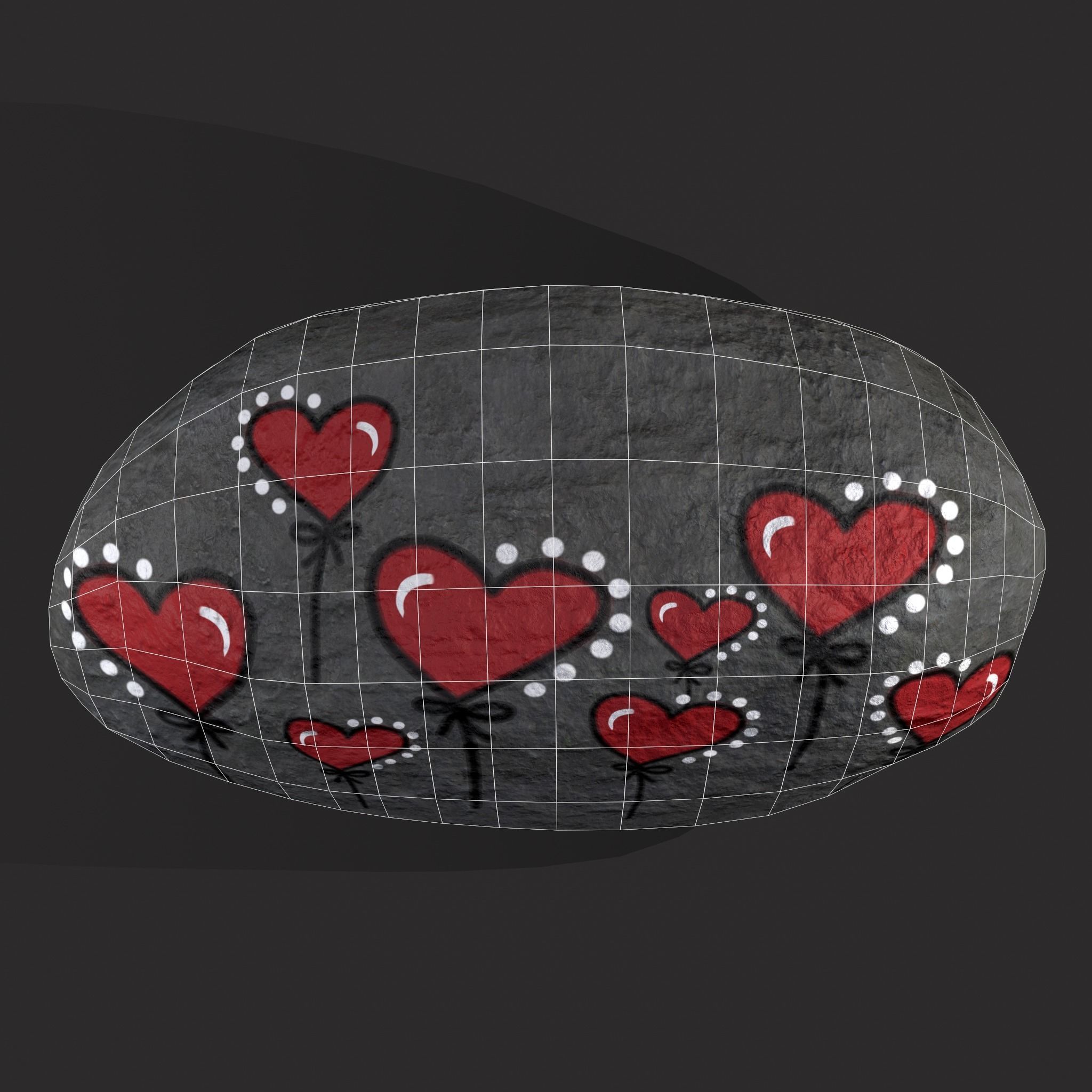 Painted Heart Rock Low-poly 3D model_20
