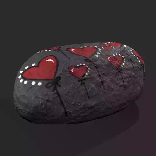 Painted Heart Rock Low-poly 3D model