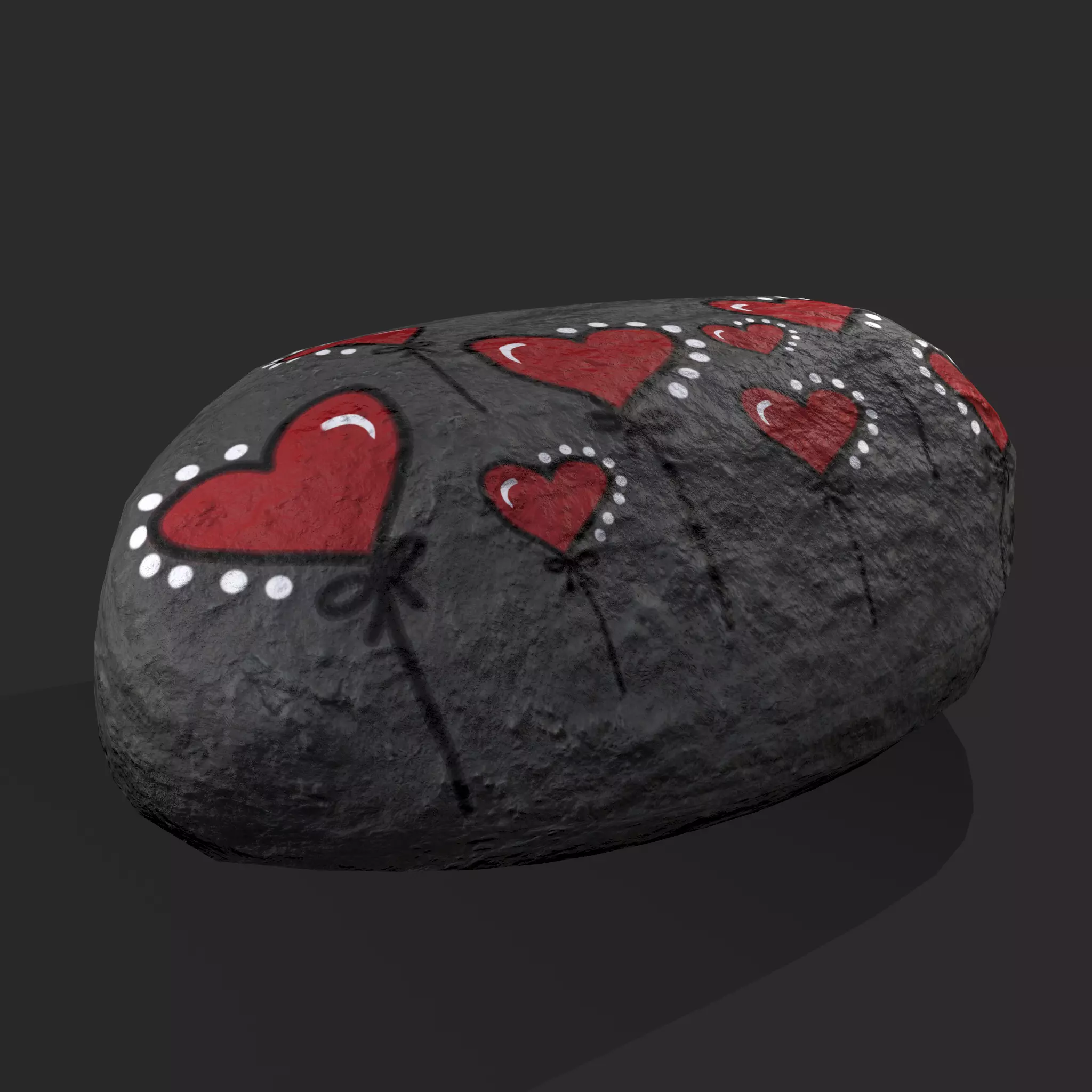 Painted Heart Rock Low-poly 3D model_0