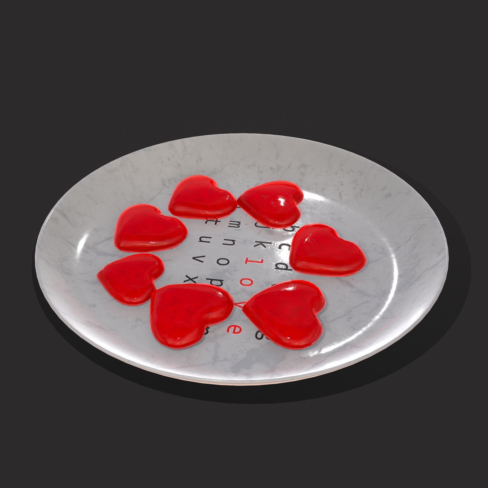 Cinnamon Hearts Dish Low-poly 3D model_9