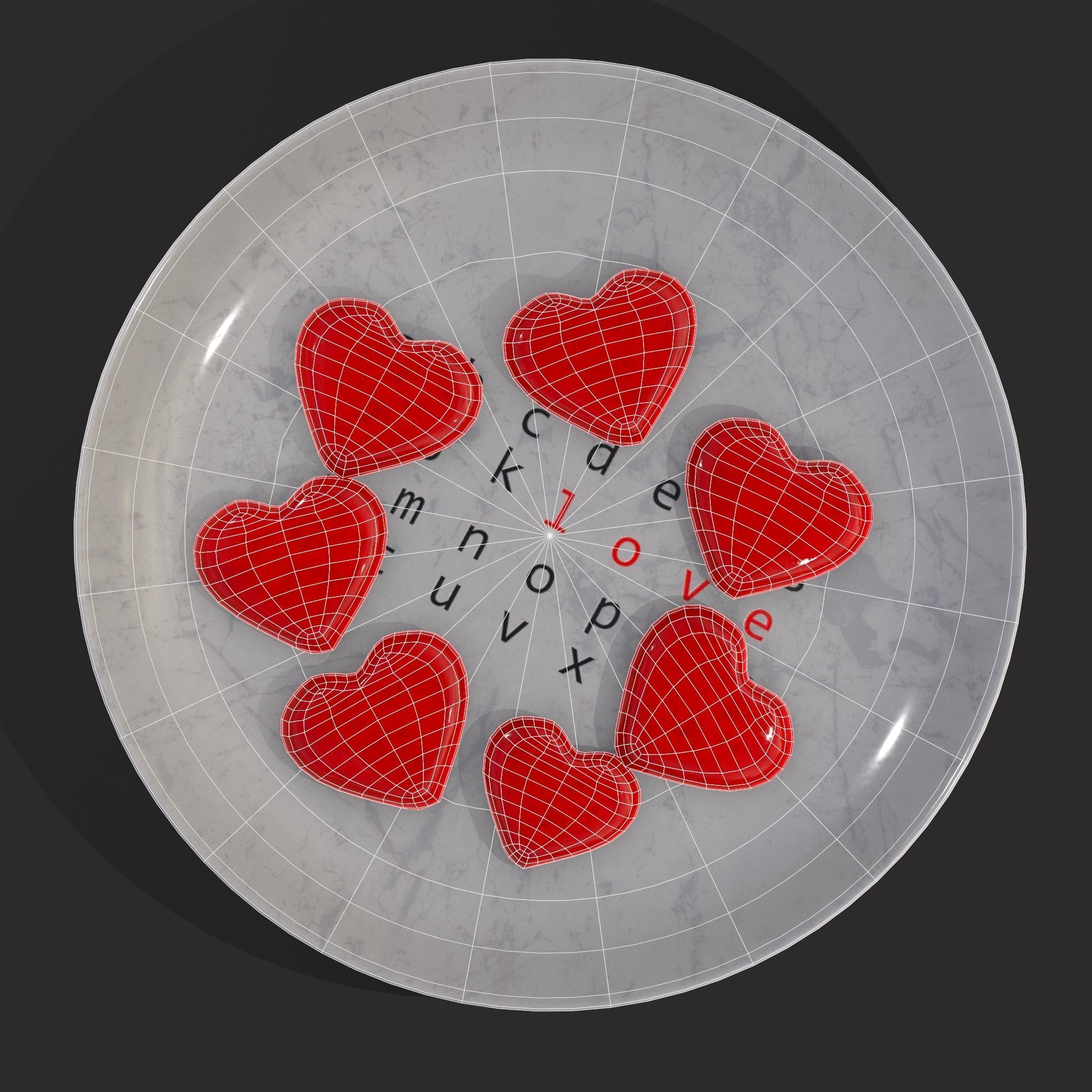 Cinnamon Hearts Dish Low-poly 3D model_4