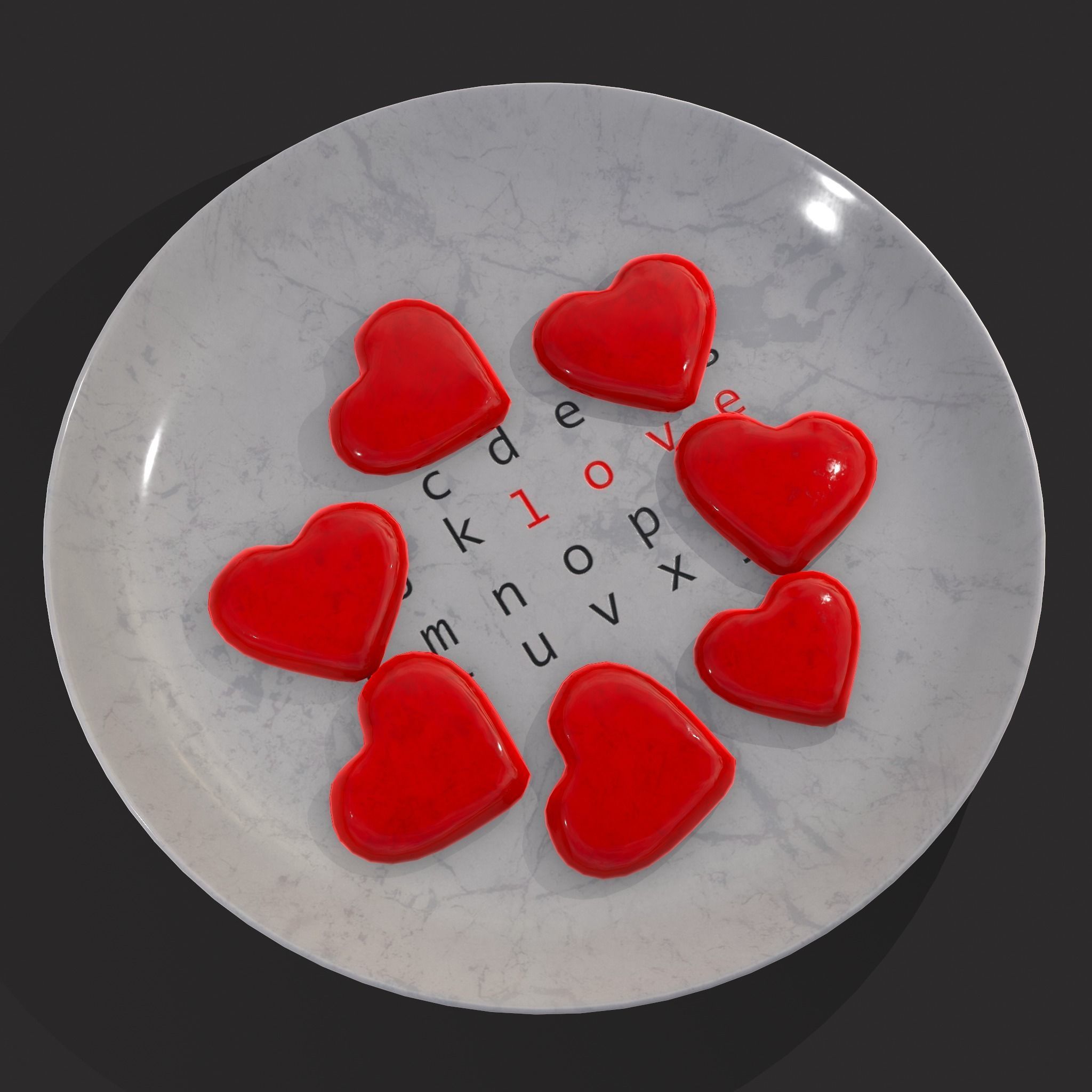 Cinnamon Hearts Dish Low-poly 3D model_13