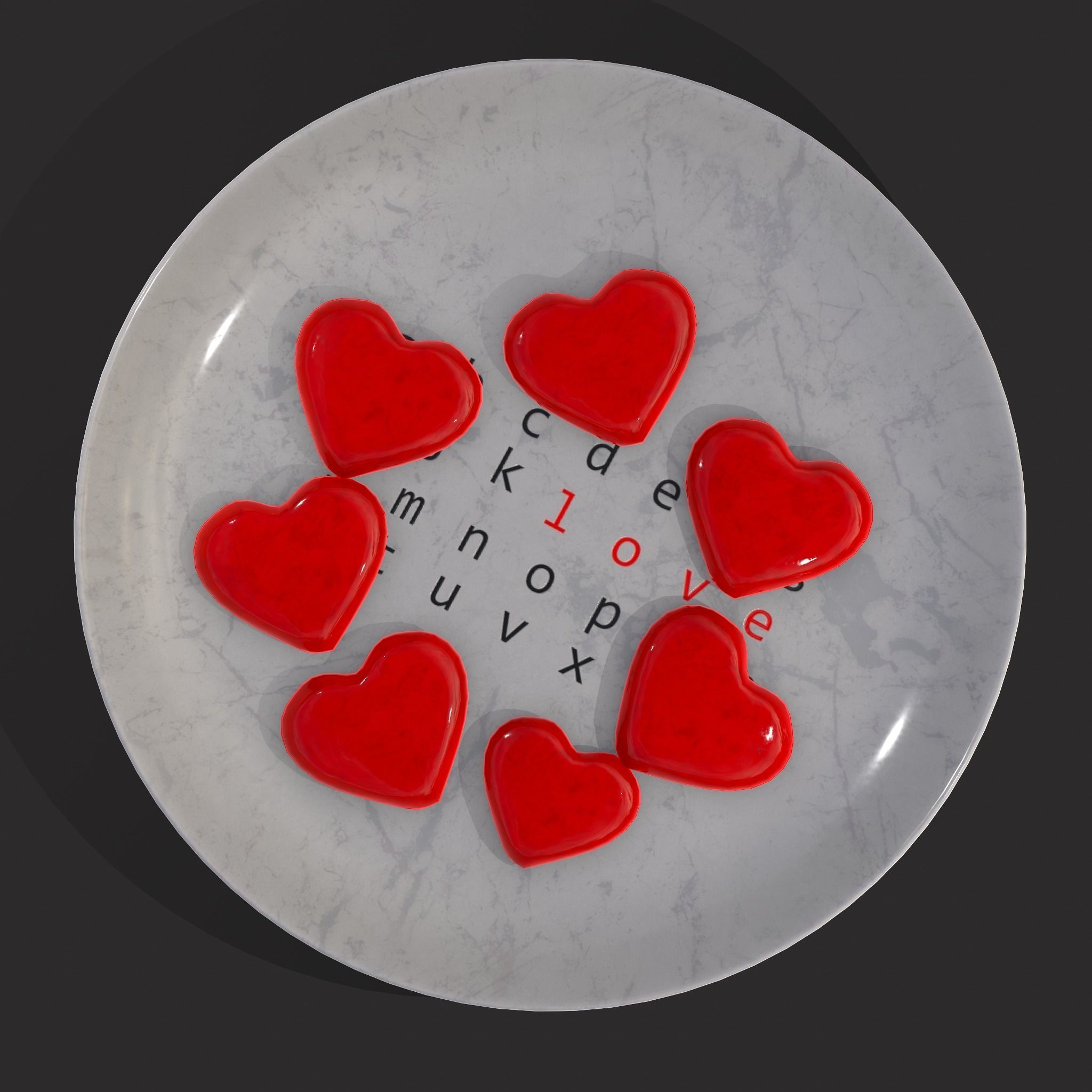 Cinnamon Hearts Dish Low-poly 3D model_3
