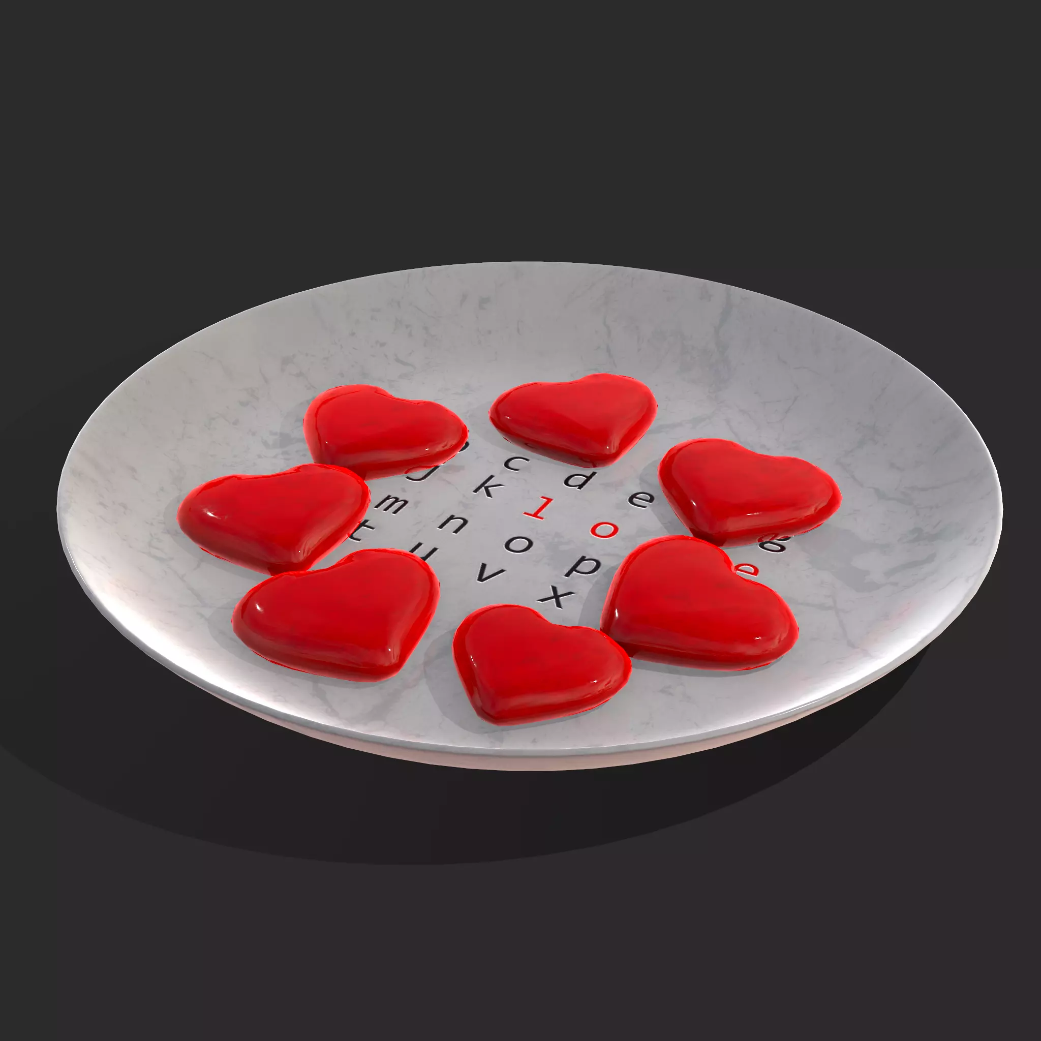 Cinnamon Hearts Dish Low-poly 3D model_0