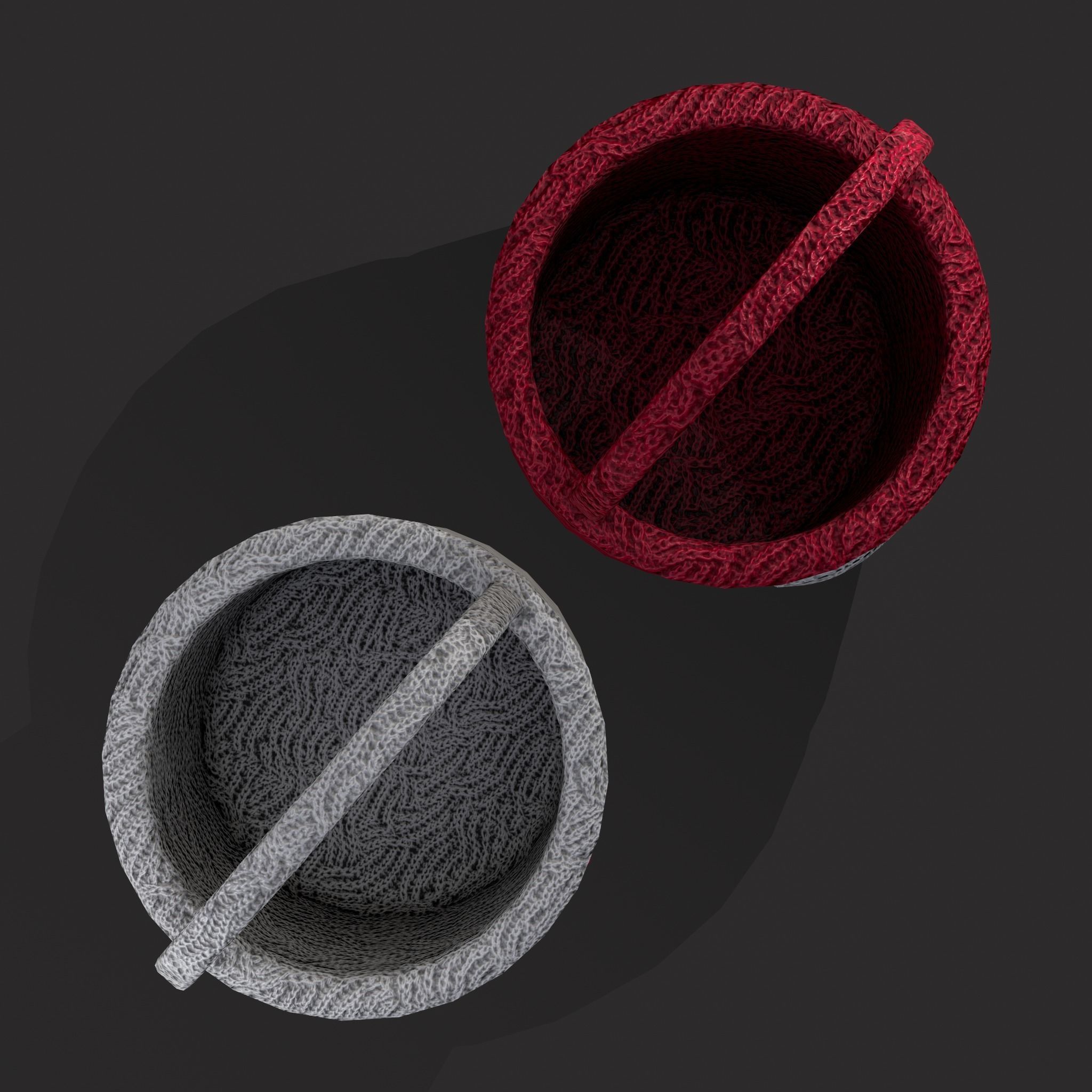 Knitted Heart Basket Low-poly 3D model_5