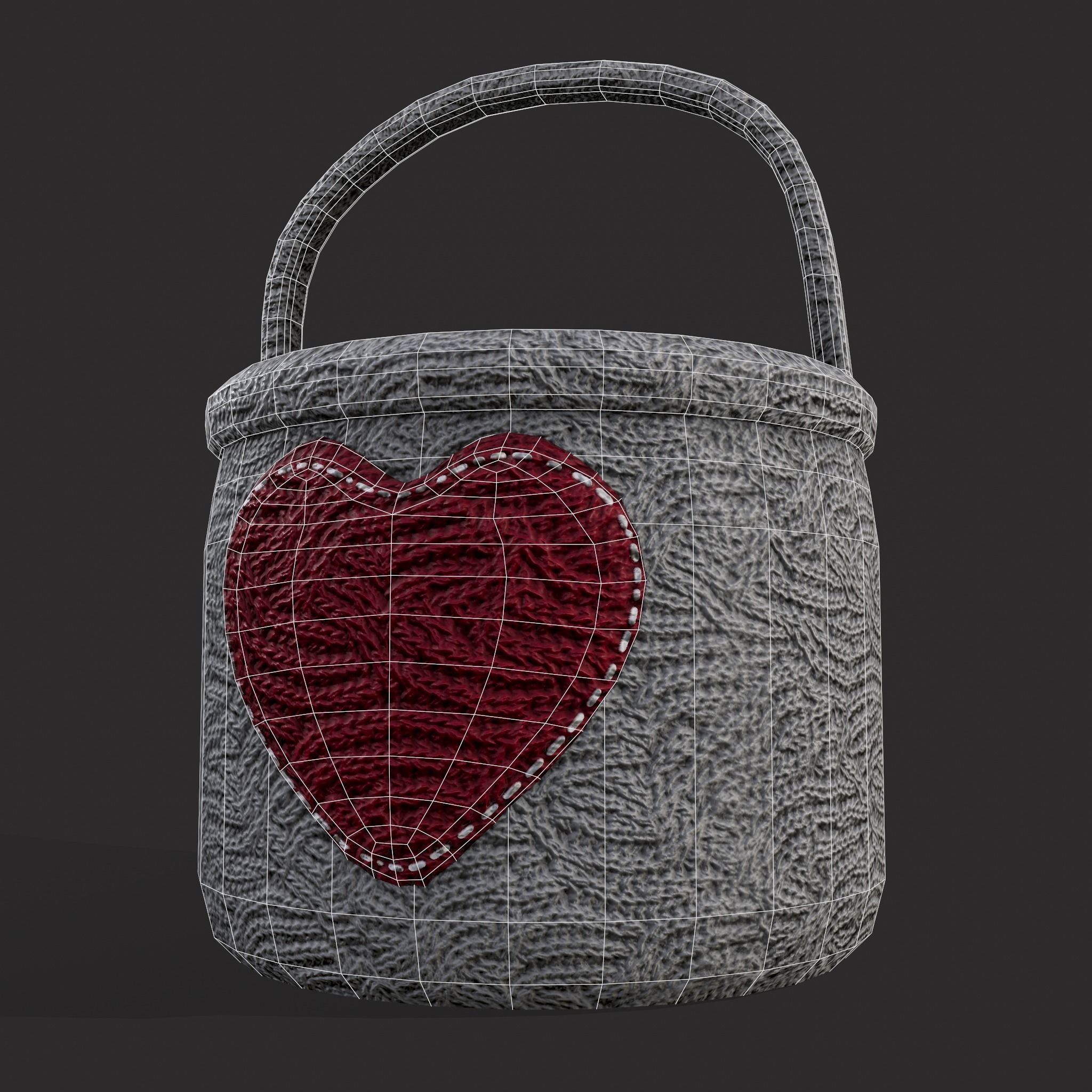 Knitted Heart Basket Low-poly 3D model_18