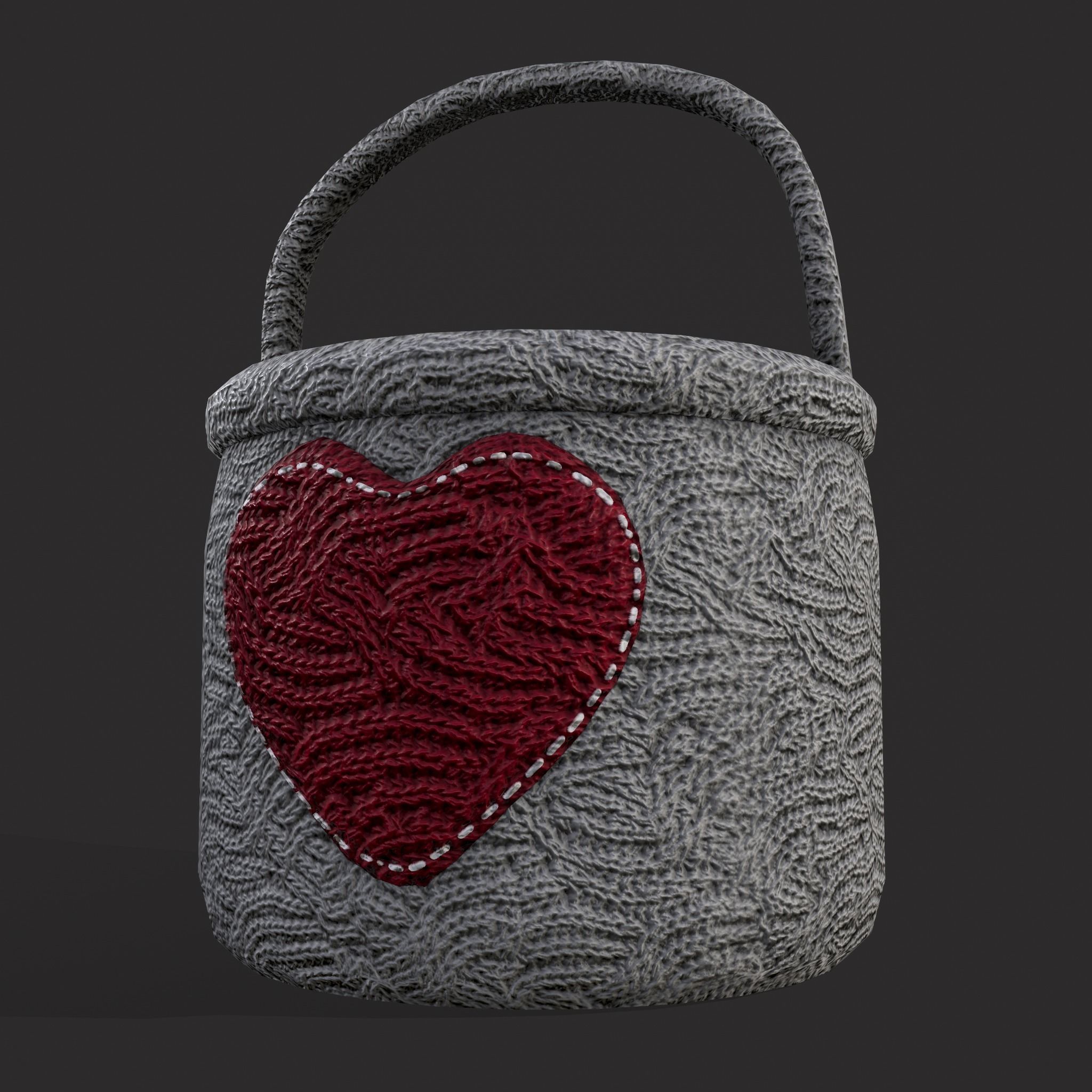 Knitted Heart Basket Low-poly 3D model_17