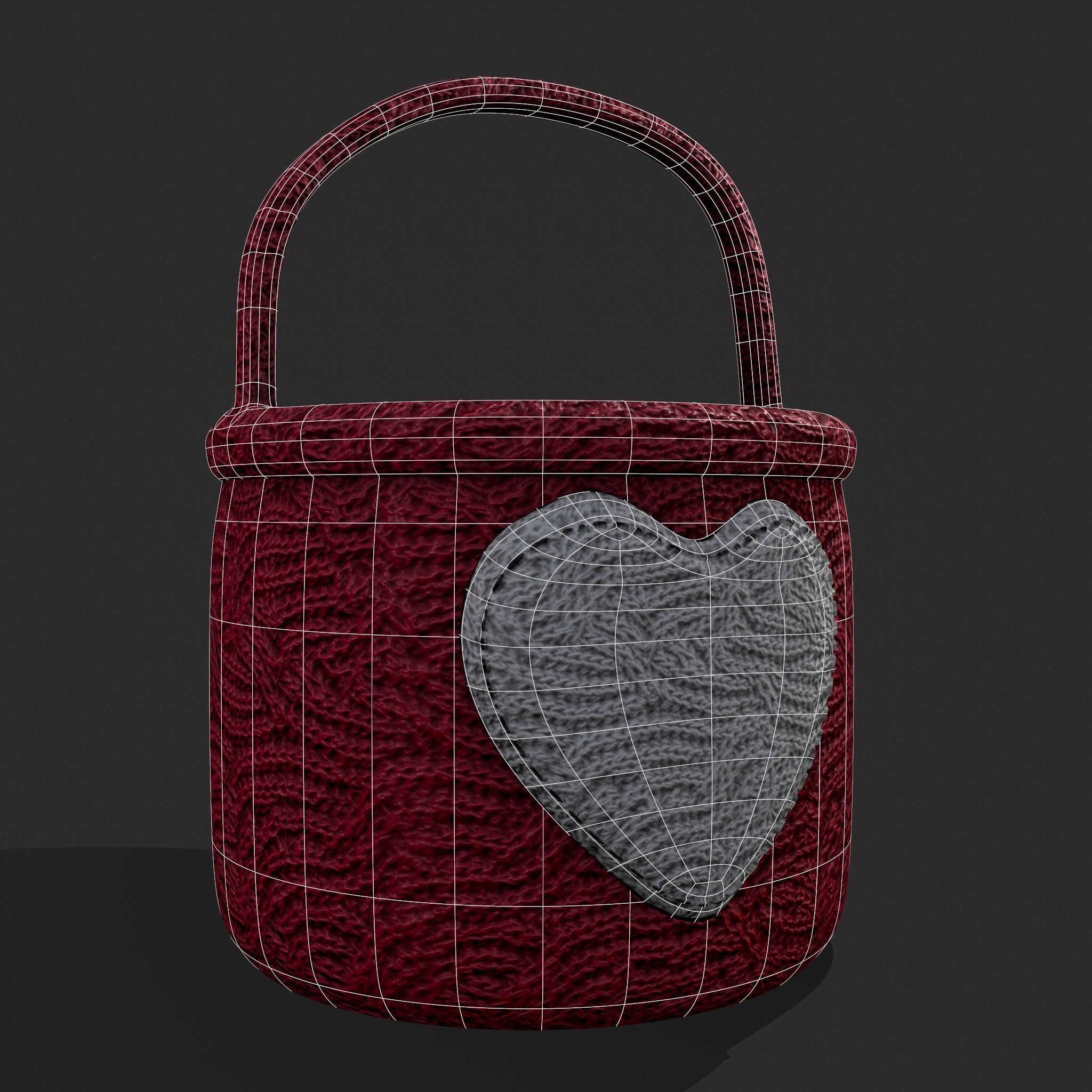 Knitted Heart Basket Low-poly 3D model_14
