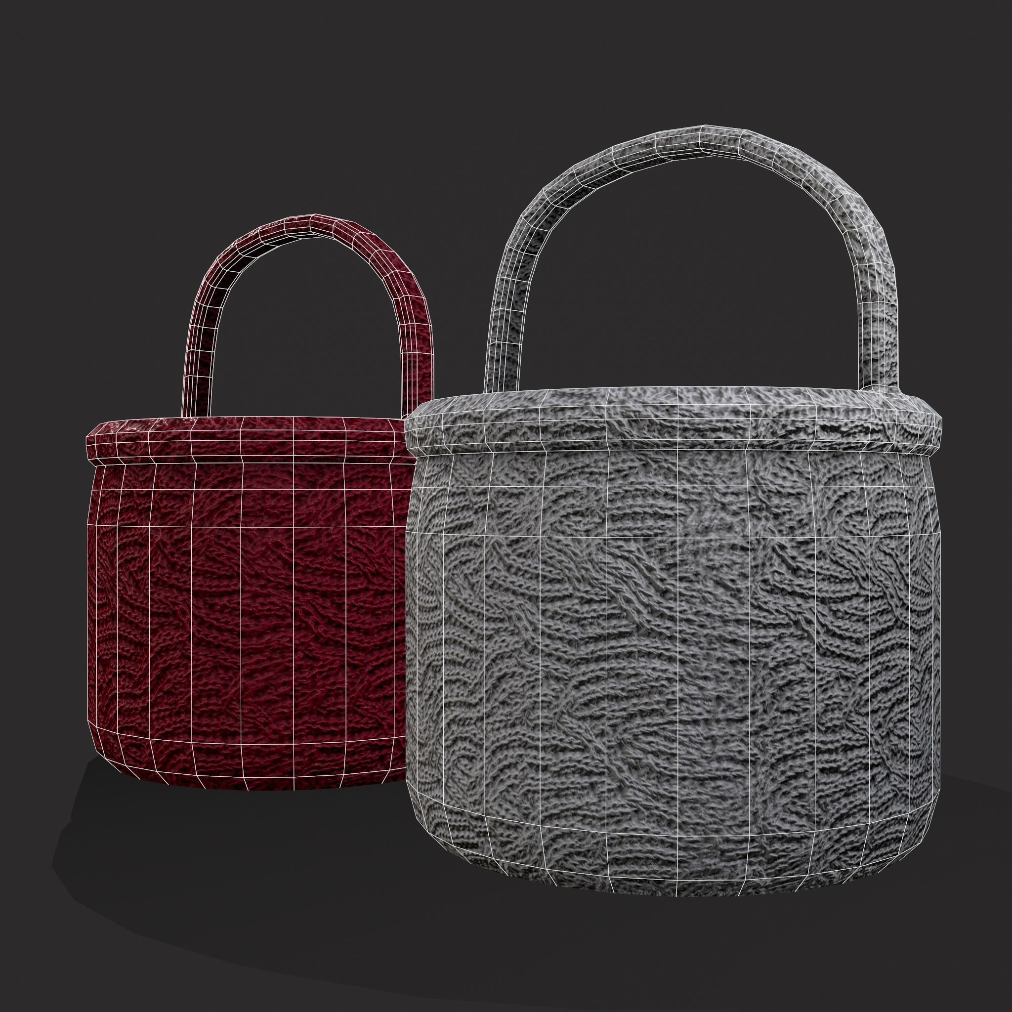Knitted Heart Basket Low-poly 3D model_8