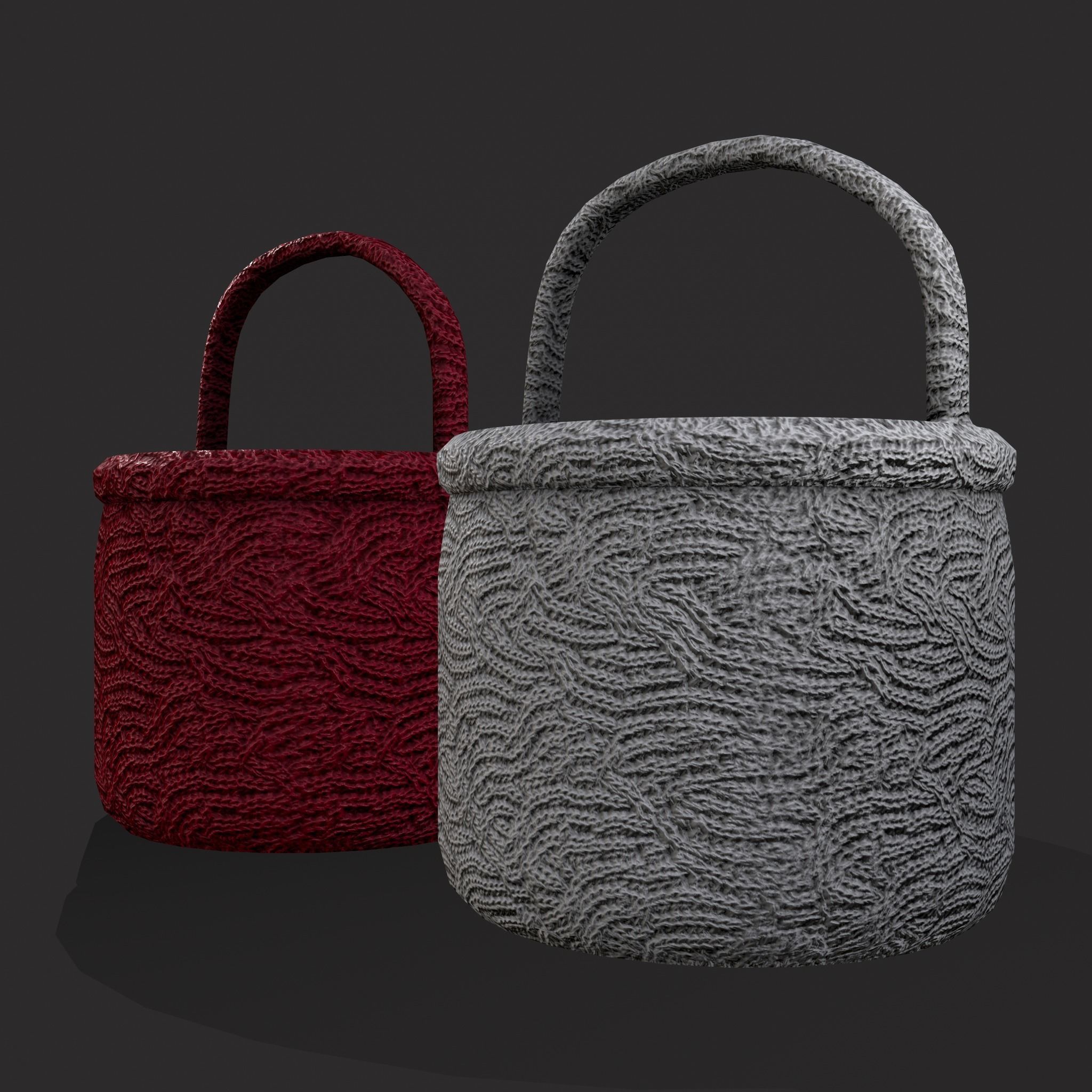 Knitted Heart Basket Low-poly 3D model_7