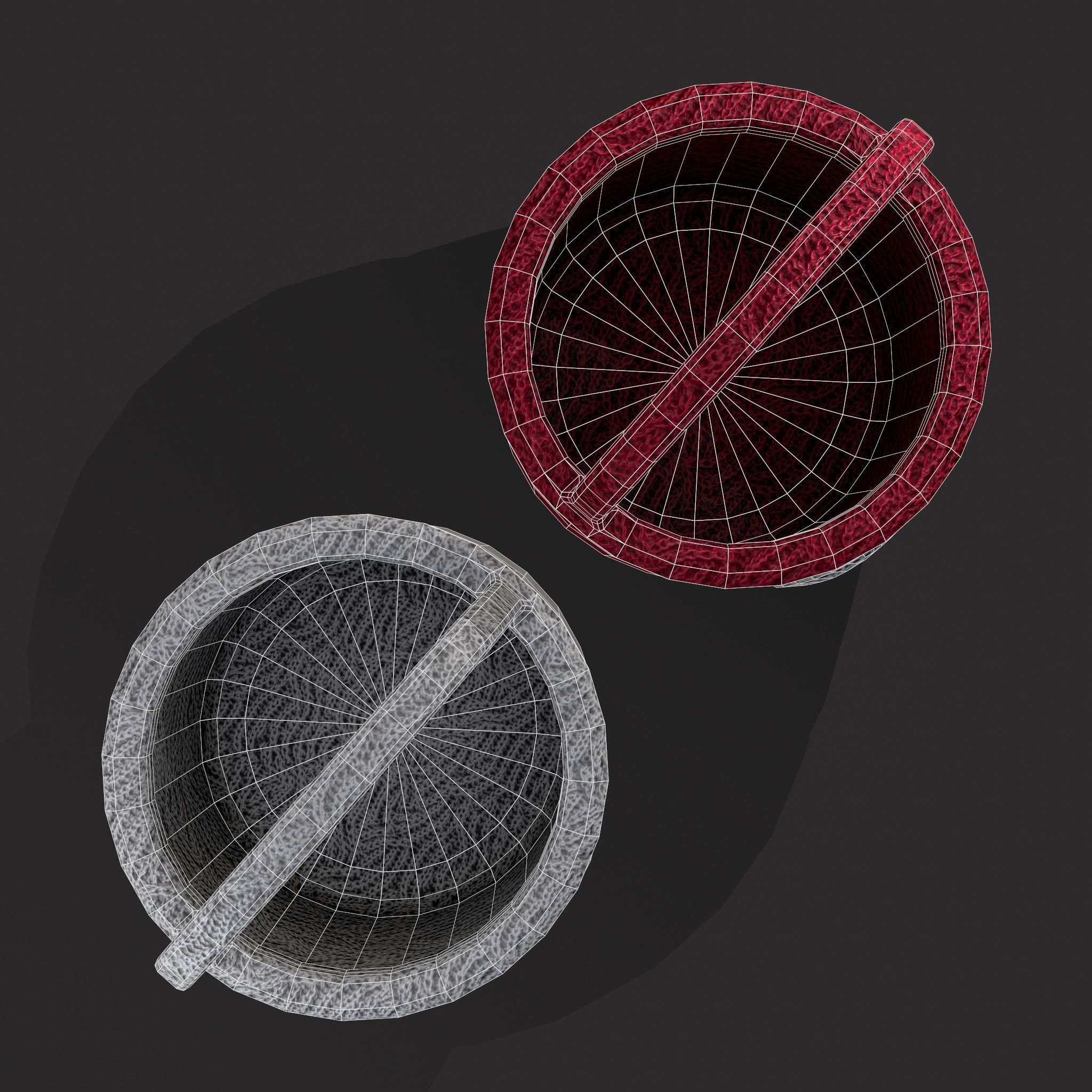 Knitted Heart Basket Low-poly 3D model_6