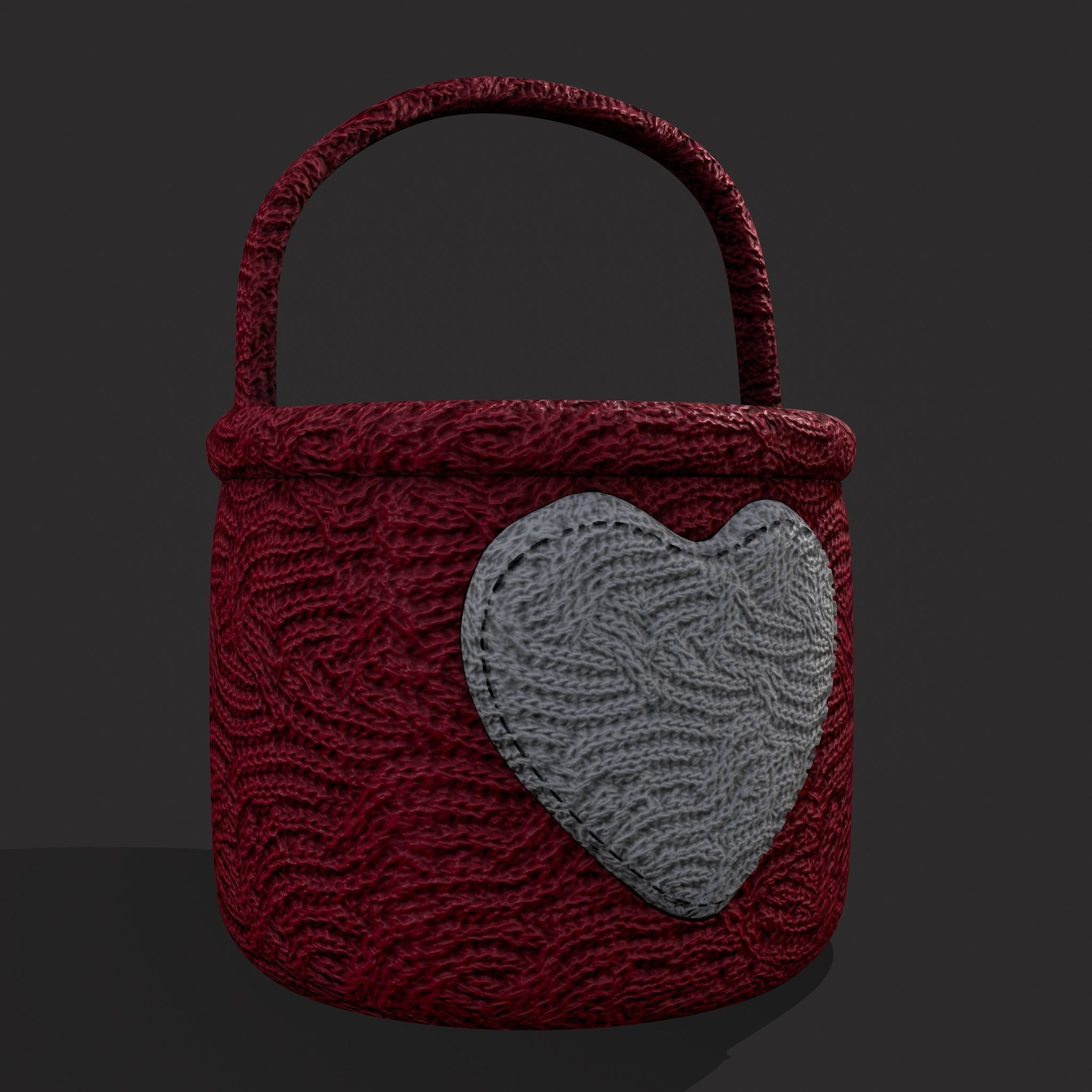 Knitted Heart Basket Low-poly 3D model_13