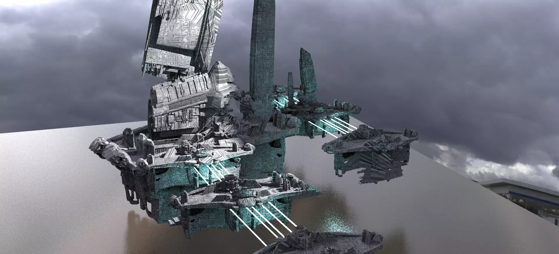 Halo Forerunner Inspired Hologram Bridges Extended 3D model_0