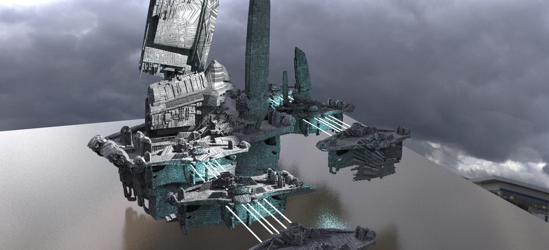Halo Forerunner Inspired Hologram Bridges Extended 3D model_1